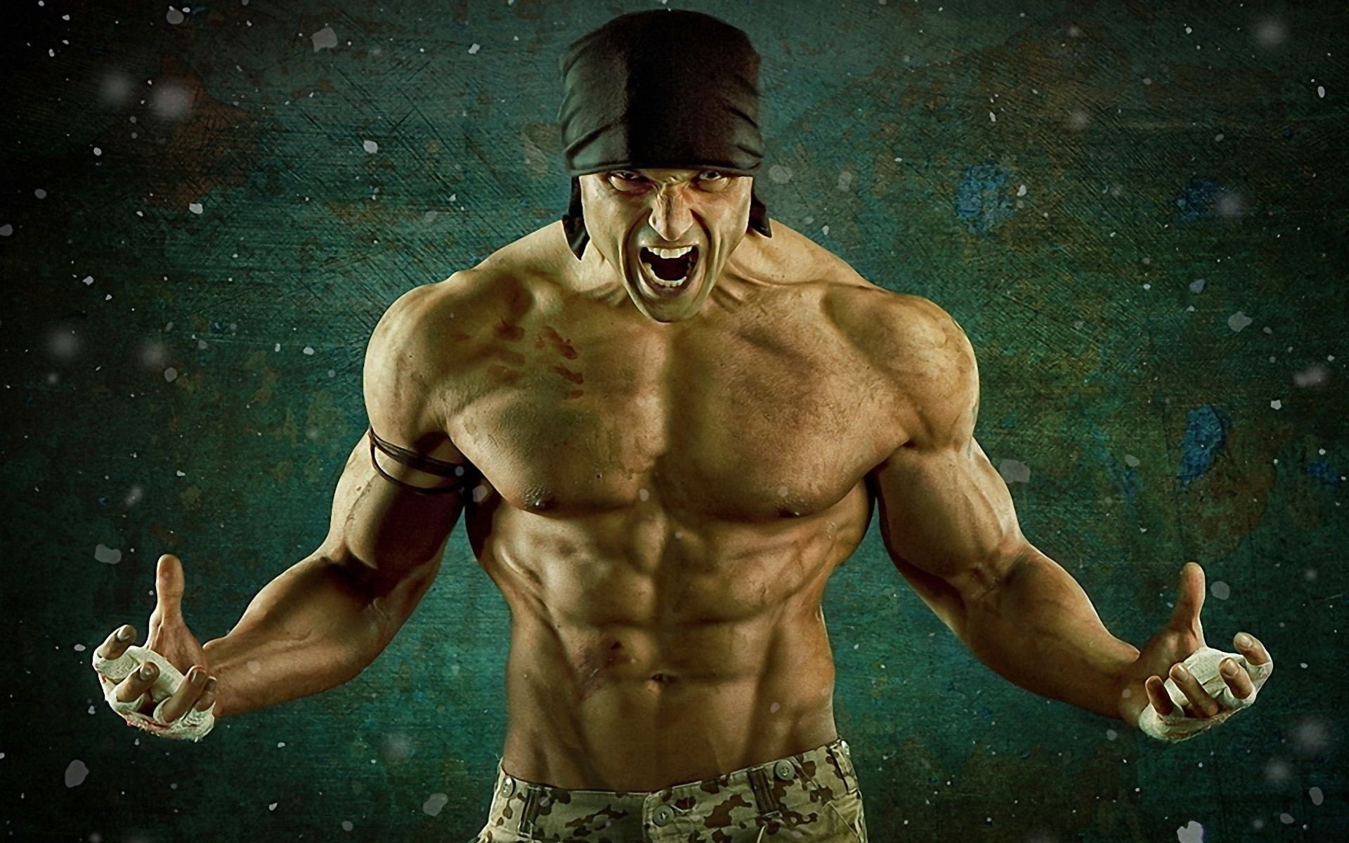 People, Muscles, render, men, 1080P, Bodybuilder, cgi, Open Mouth, anger, HD Wallpaper