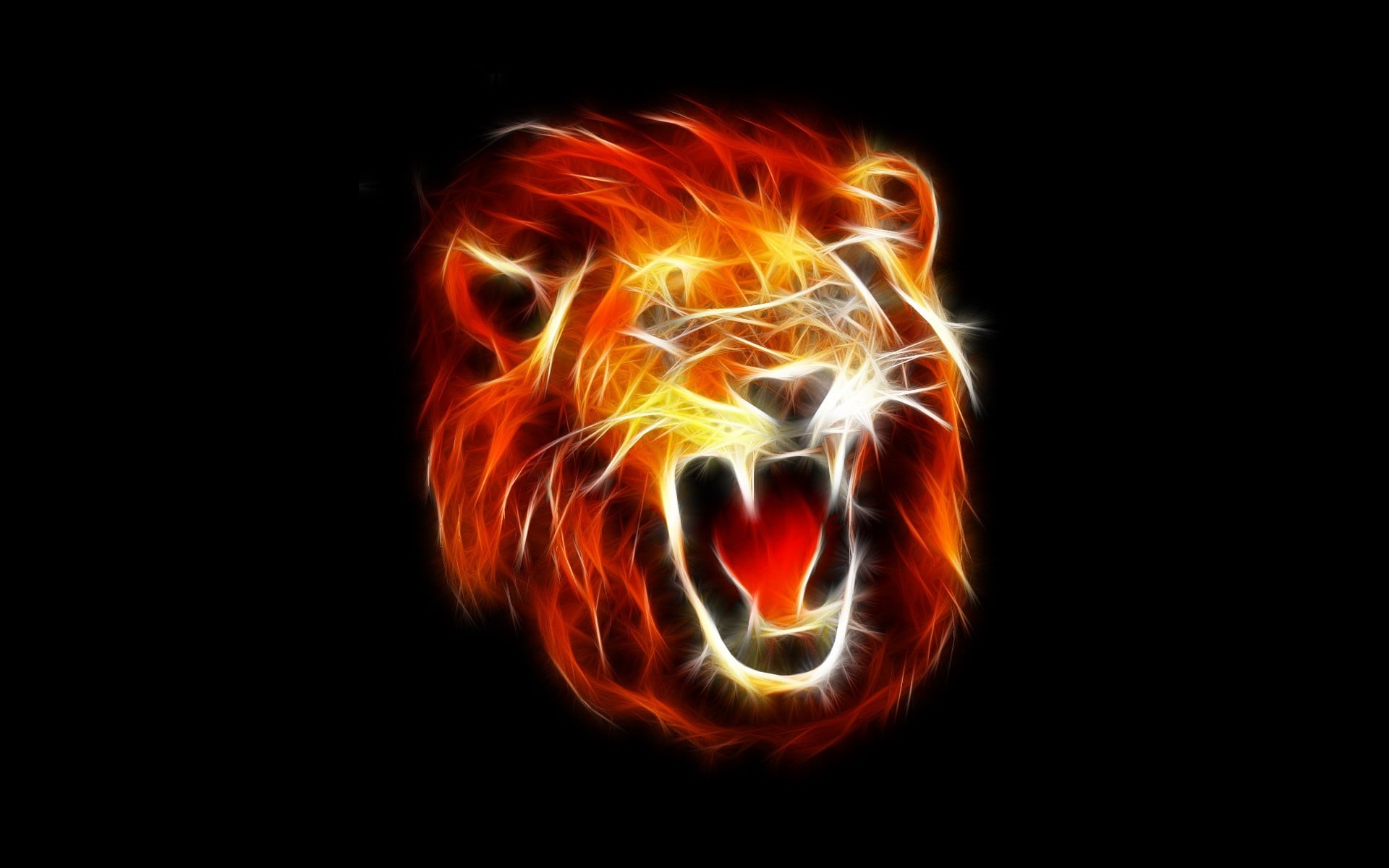 studio shot, dark, warning sign, 1080P, poster, head, single object, indoors, roar, spooky, Fractalius, evil, illuminated, orange color, close-up, red, HD Wallpaper
