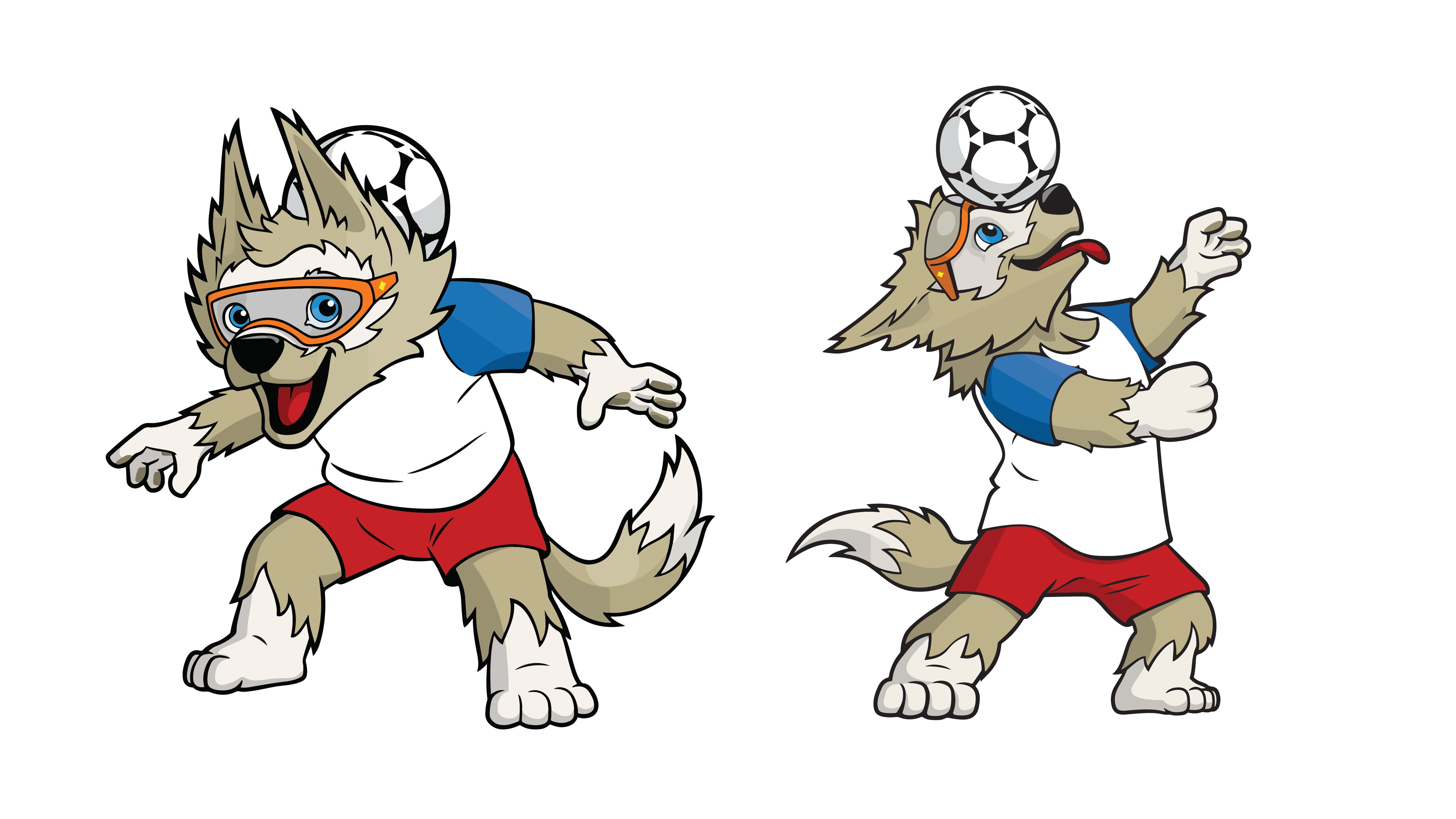bird, mascot, feline, people, santa claus, white background, soccer ball, angel, pets, wolf, FIFA World Cup, 5K, simple background, cat, Zabivaka, domestic animals, HD Wallpaper