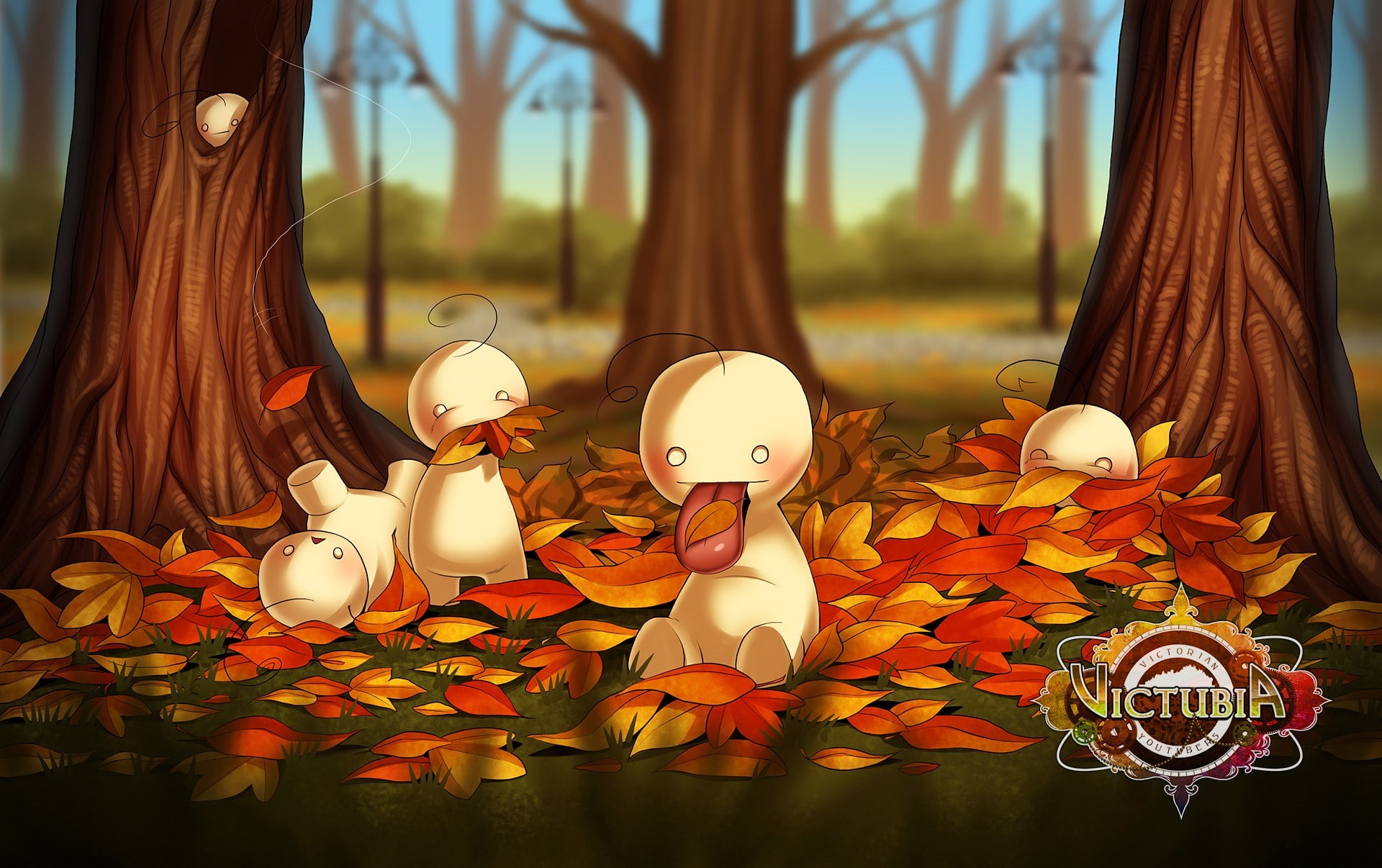 leaves, animals, fall, memes, mascot, Cryaotic, 1080P, tongues, trees, HD Wallpaper