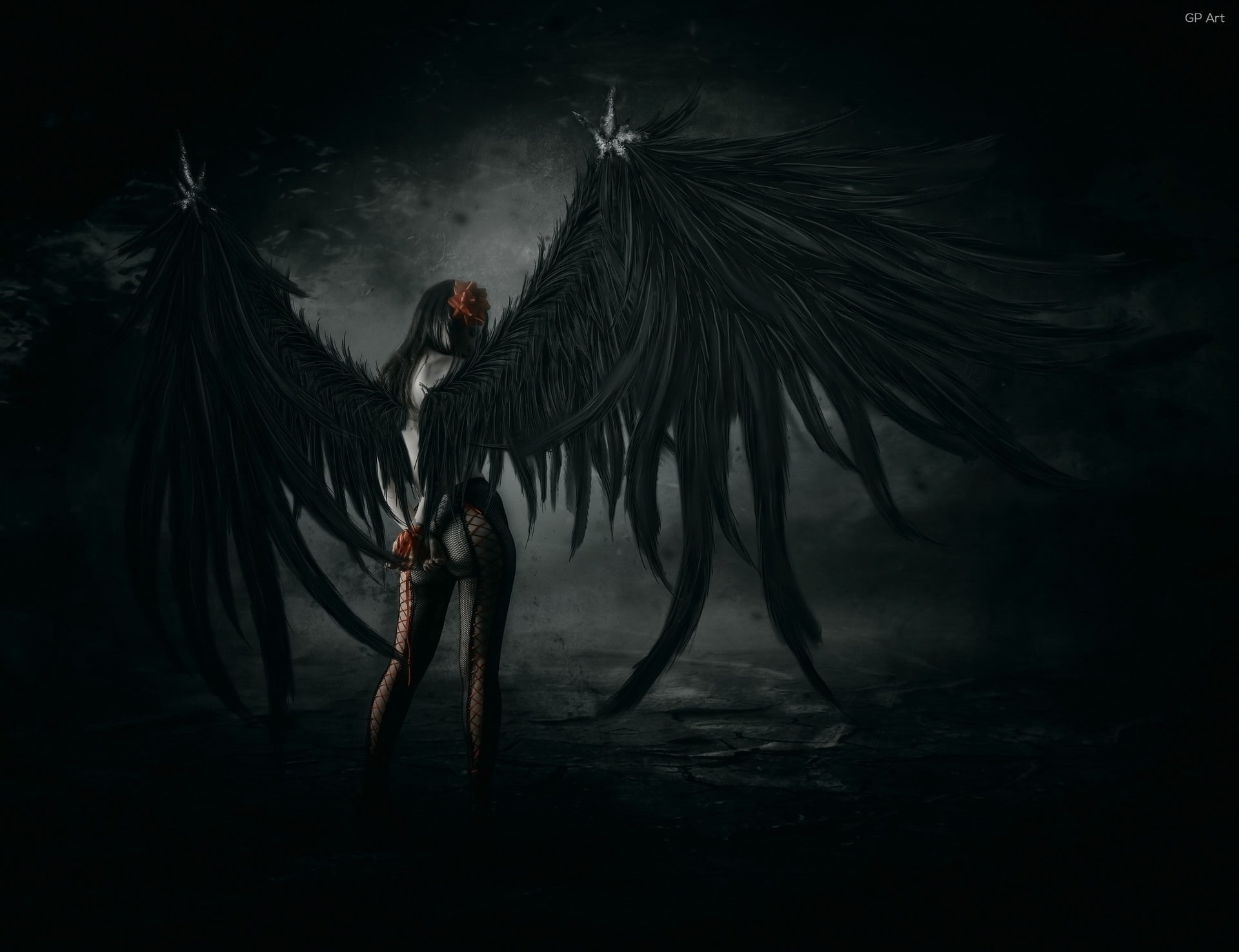 land, standing, men, one person, adult, young adult, art, plant, holding, smoke - physical structure, wings, clothing, full length, 1080P, outdoors, HD Wallpaper