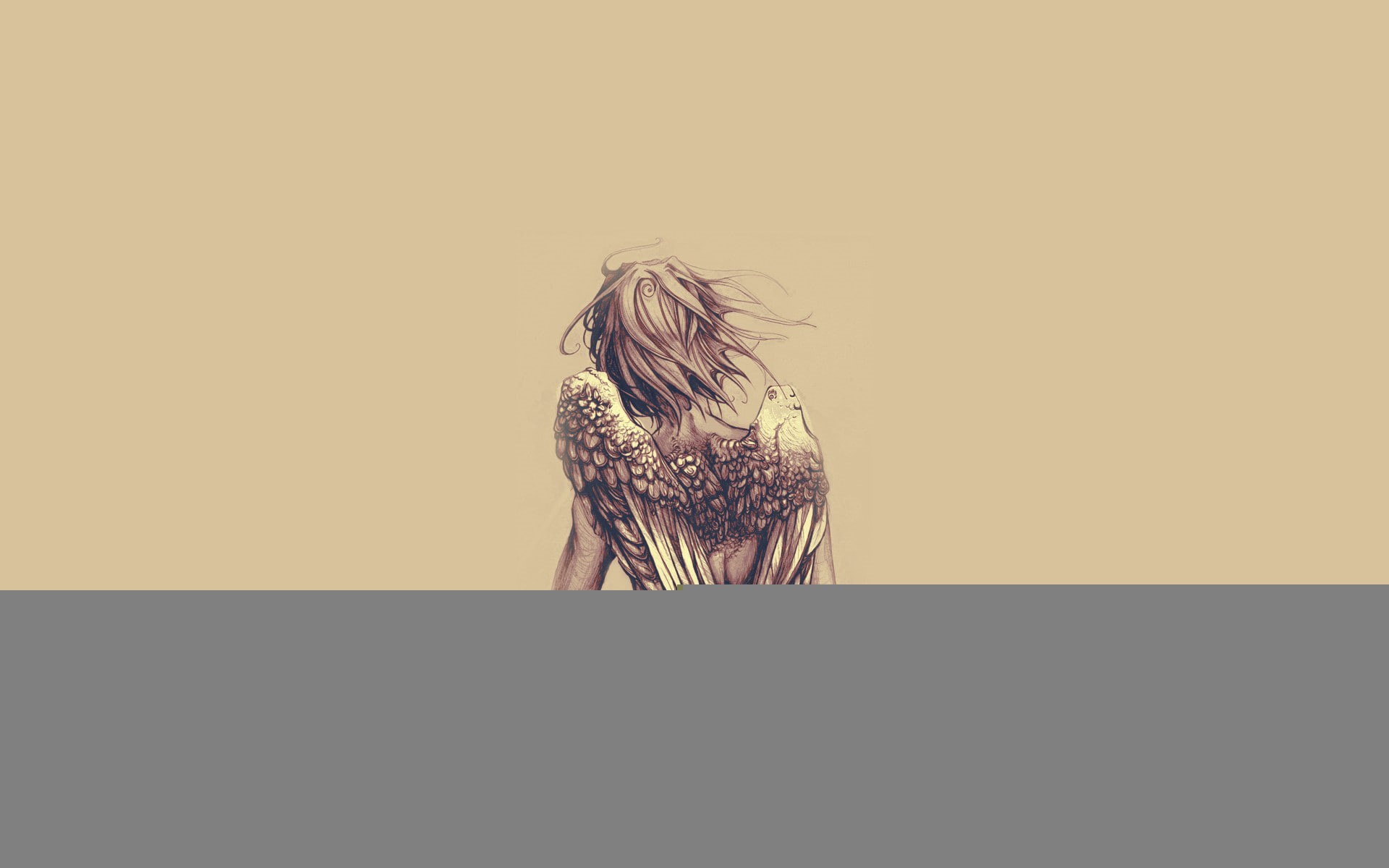1080P, back, angel, digital/artwork, hd, drawing, HD Wallpaper