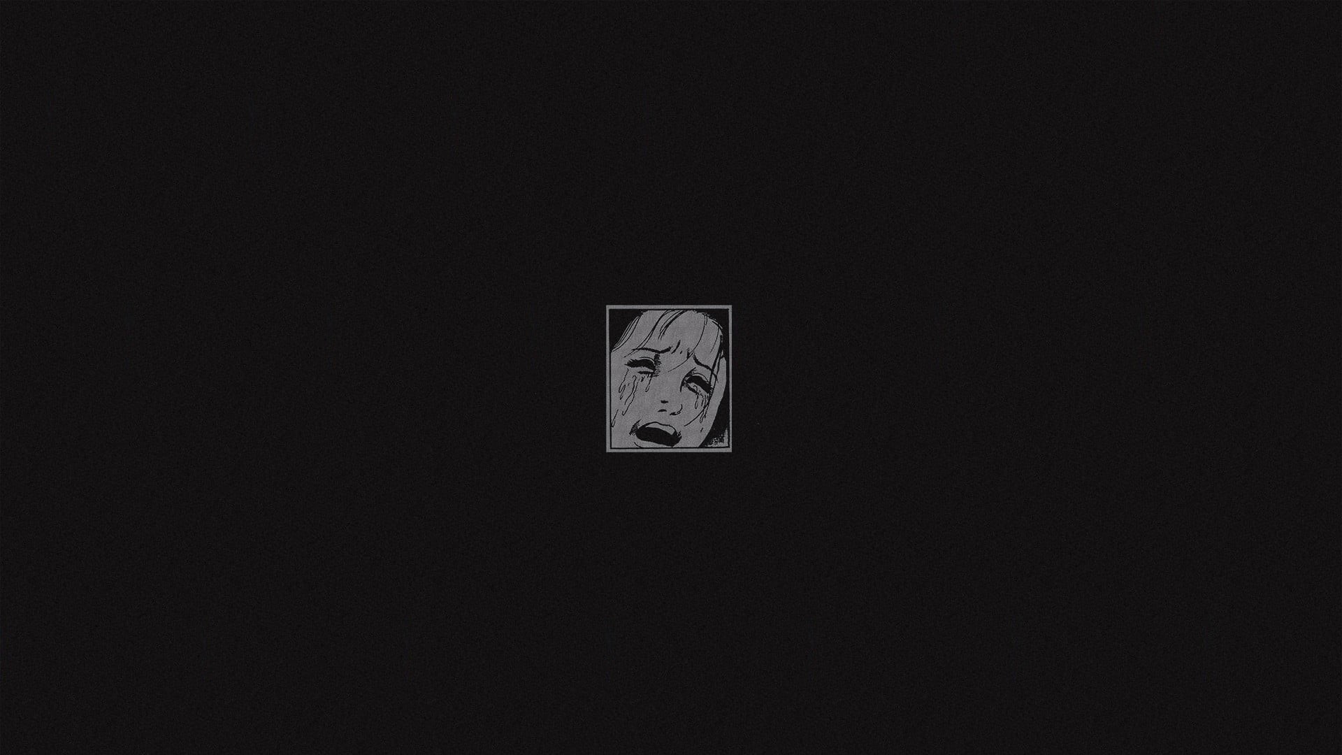 indoors, day, no people, architecture, sad, male likeness, dark, cartoon, wall - building feature, black background, sign, woman, human representation, HD Wallpaper