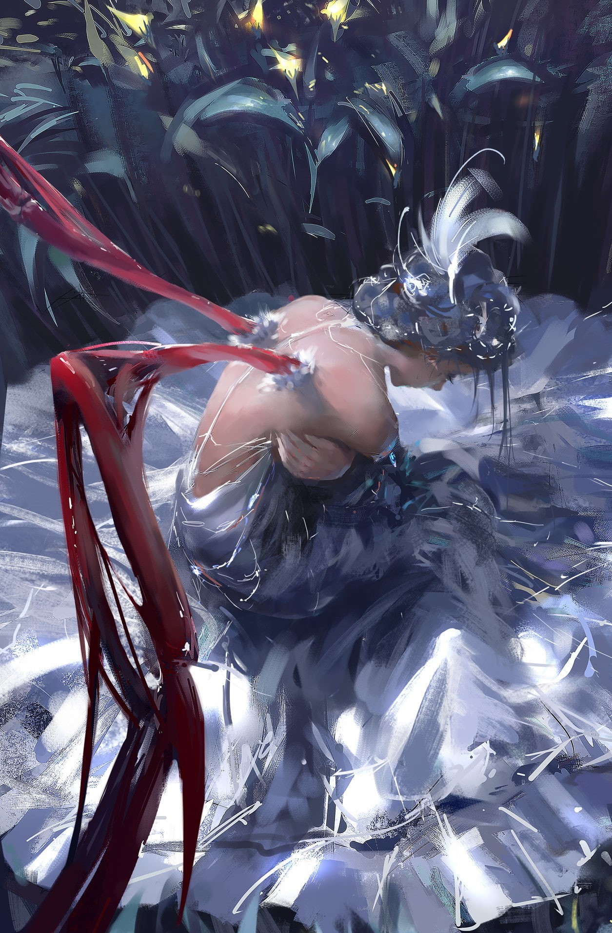 720P, wings, drawing, women, WLOP, anime, Phone HD Wallpaper