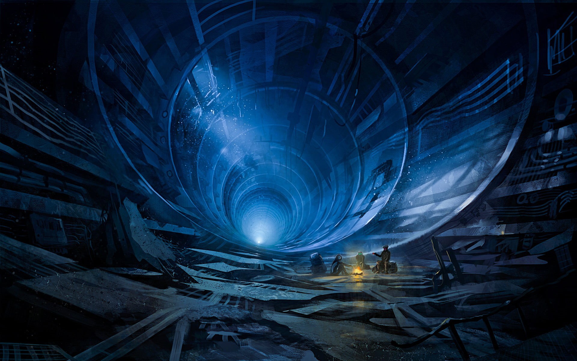 Vitaly S Alexius, industry, artwork, motion, night, built structure, glowing, Metro: Last Light Redux, illuminated, abstract, 1080P, construction industry, HD Wallpaper