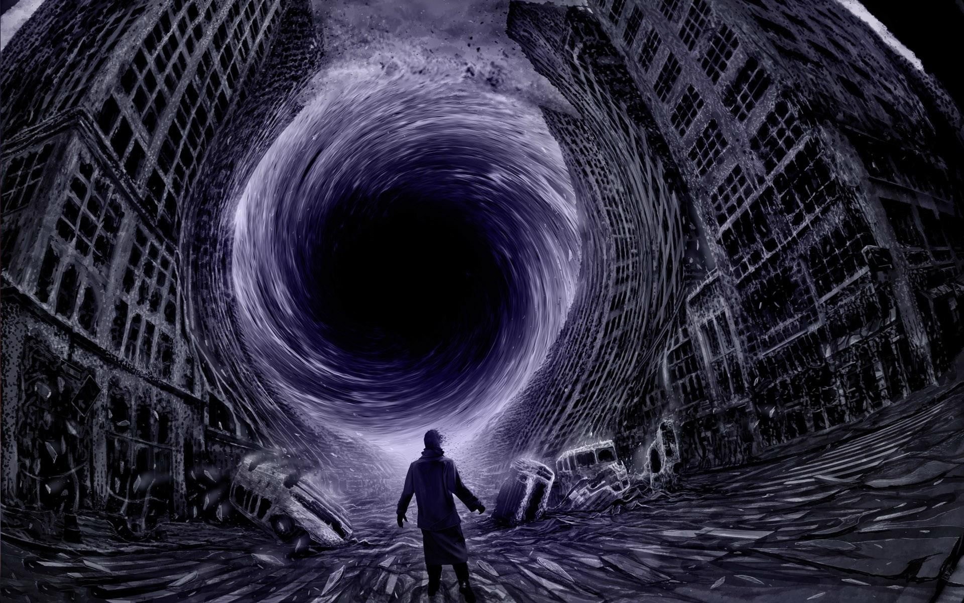 leisure activity, night, one person, man, warp, outdoors, 1080P, illuminated, space, nature, blackhole, tunnel, real people, front, men, black holes, geometric shape, HD Wallpaper