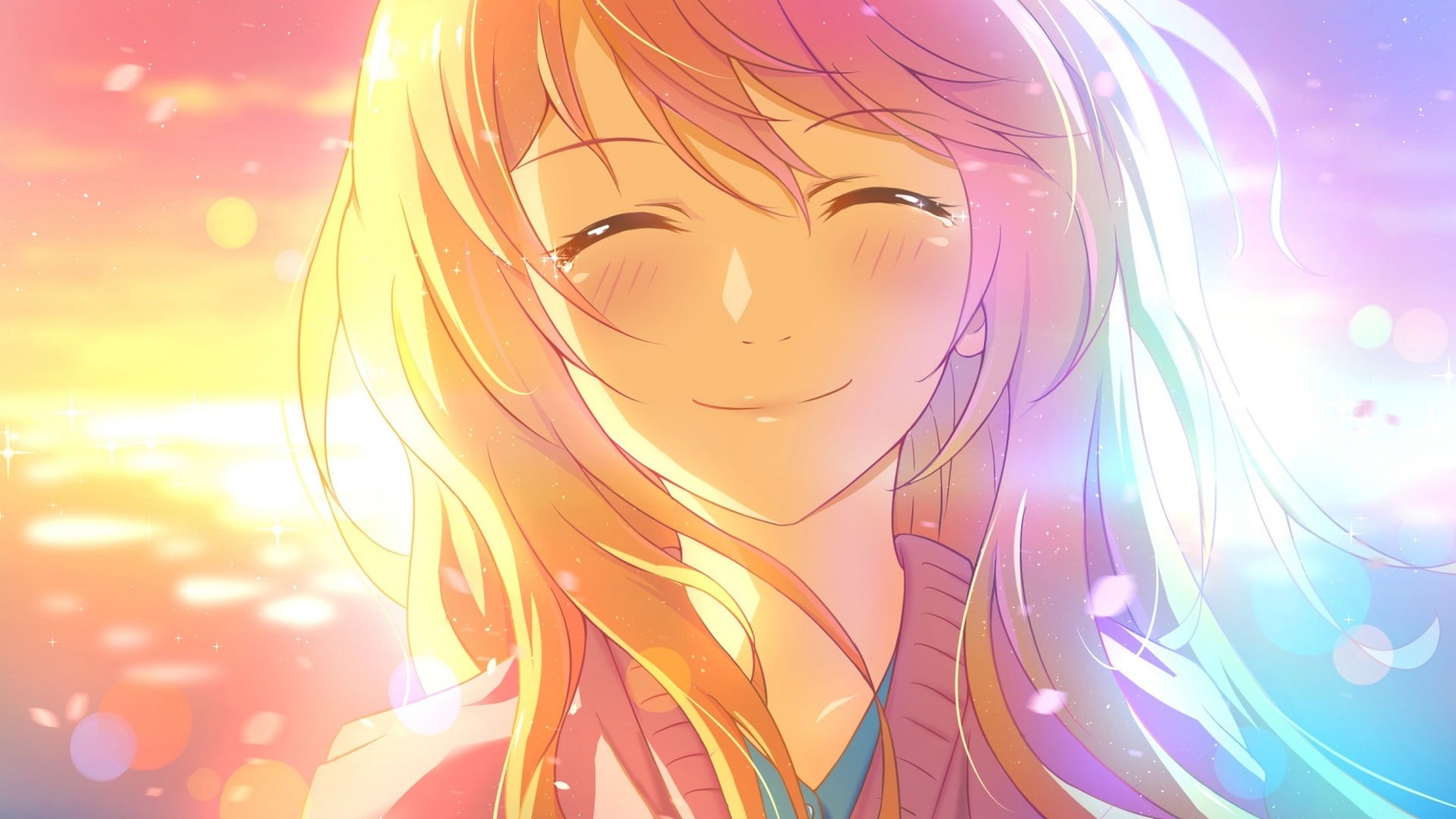 girl, anime girl, 1080P, smile, angel, cute, anime, HD Wallpaper