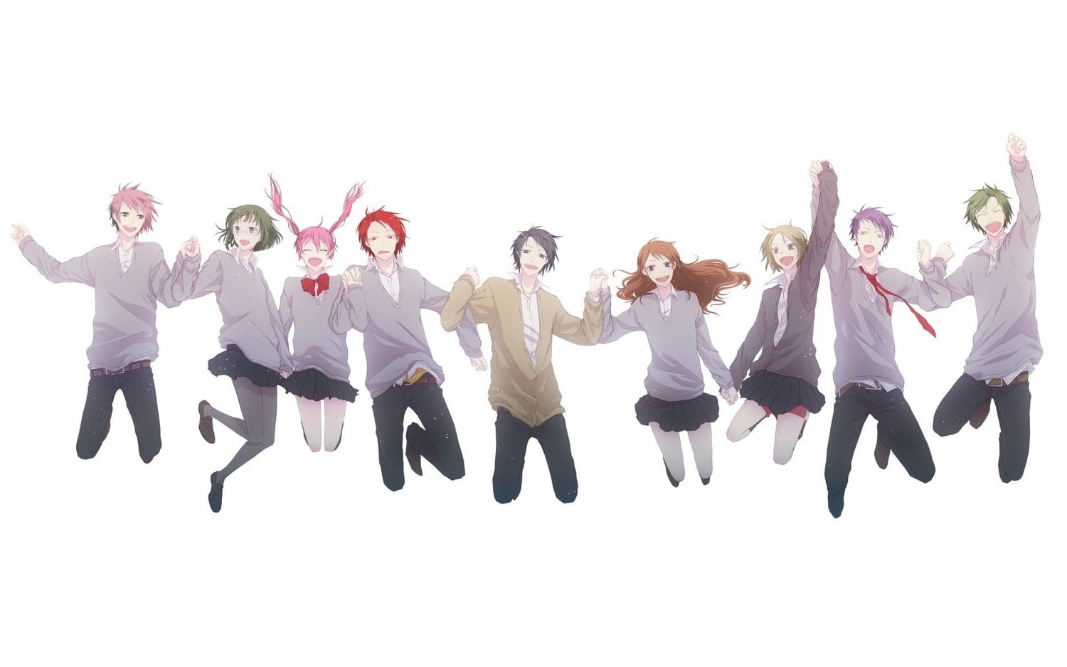 well-dressed, men, Horimiya, white background, happiness, excitement, business person, limb, young women, Yoshikawa Yuki, human limb, businessman, group of people, HD Wallpaper