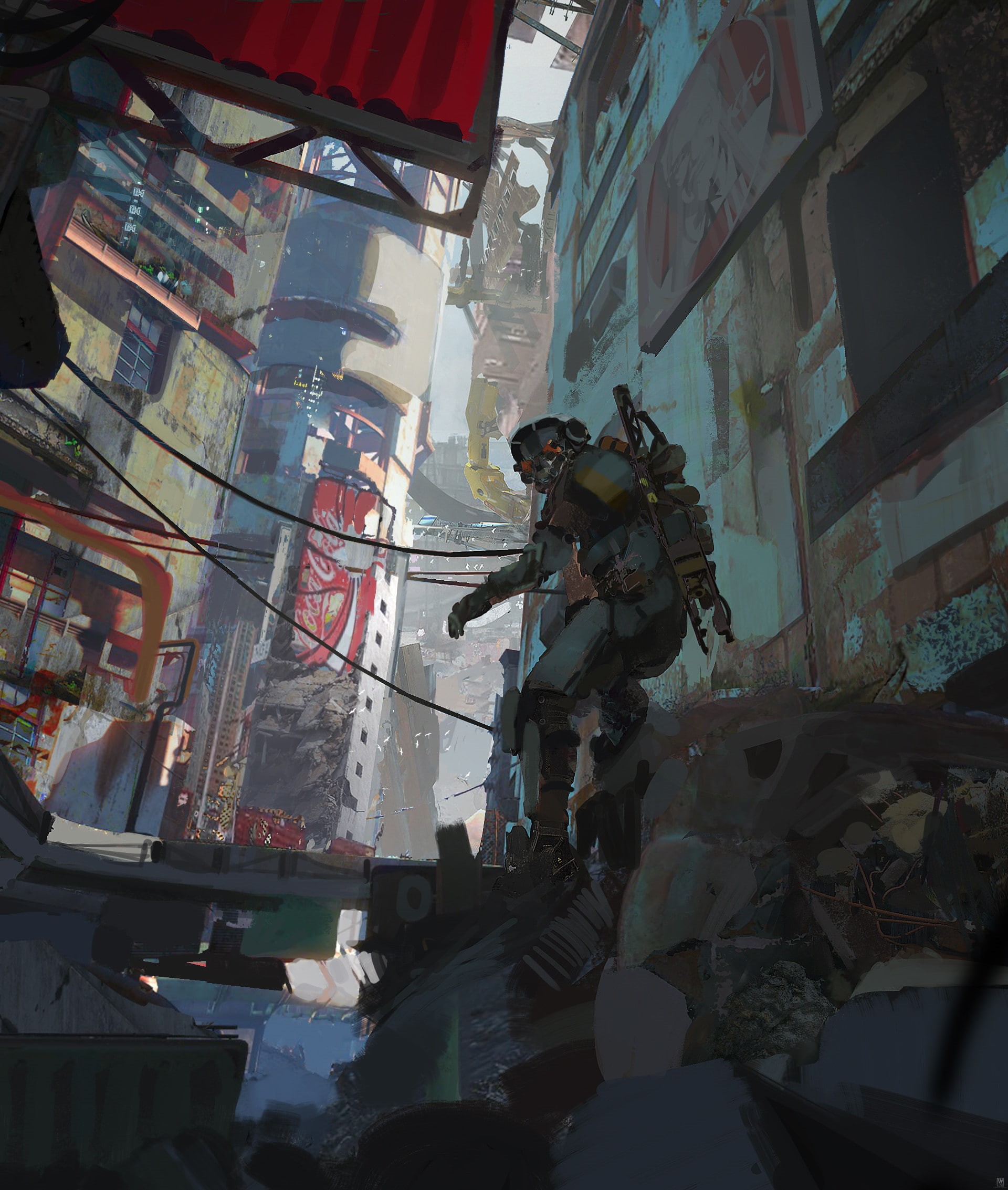 apocalyptic, 1080P, advertisements, character design, science fiction, city, Phone HD Wallpaper