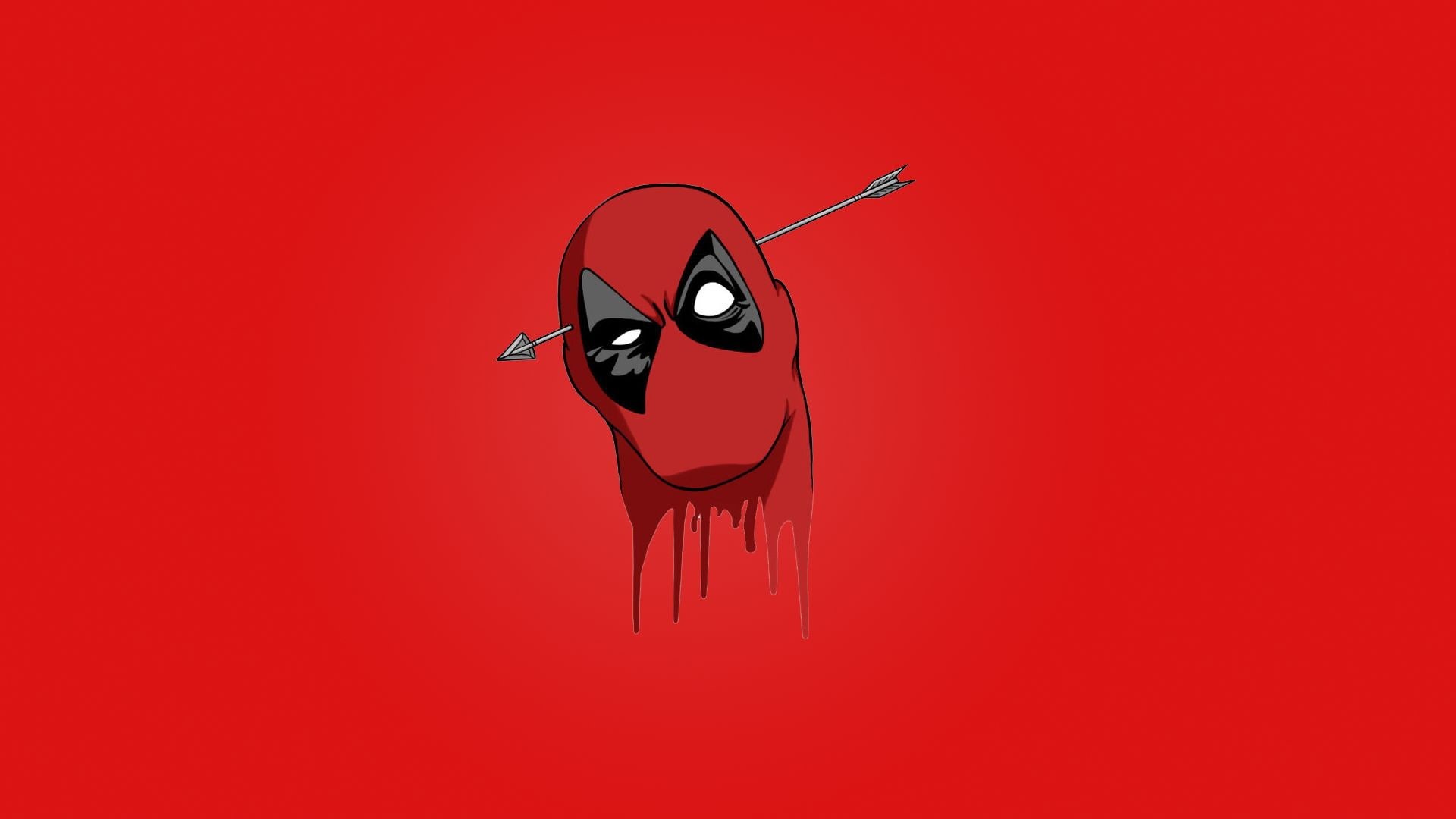 mask, 1080P, red, Wade Wilson, Marvel comics, Deadpool, blood, head, arrow, HD Wallpaper