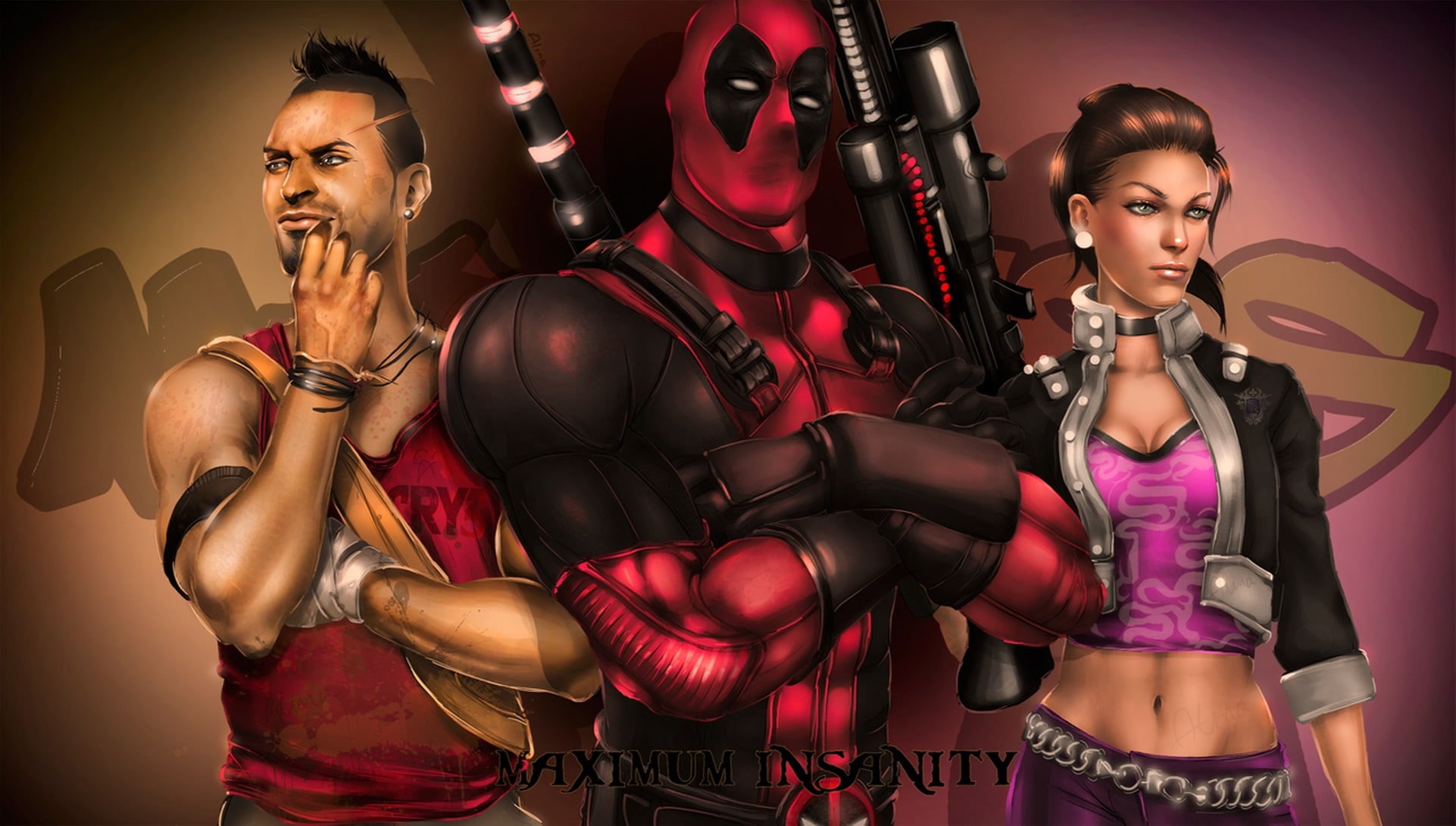 beauty, fashion, hairstyle, music, beautiful woman, looking at camera, Rook Islands, fan art, Marvel Universe, Far Cry 3, Shaundi, Deadpool, digital, nightclub, HD Wallpaper