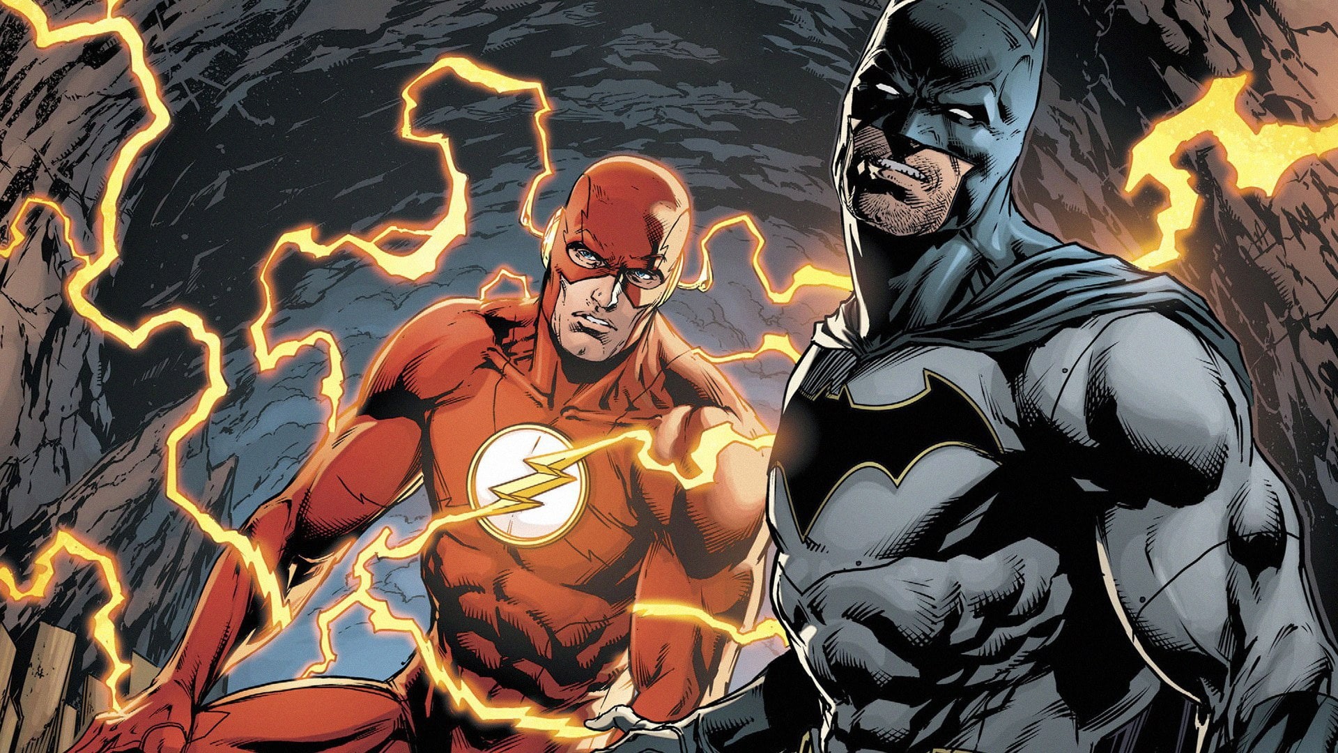 Comics, Superheroes, Comic, Zipper, Batman, Costume, DC Comics, Dark Knight, Icon, Flash, Barry Allen, Cave, Batcave, Bruce Wayne, Detective, 1080P, Heroes, HD Wallpaper