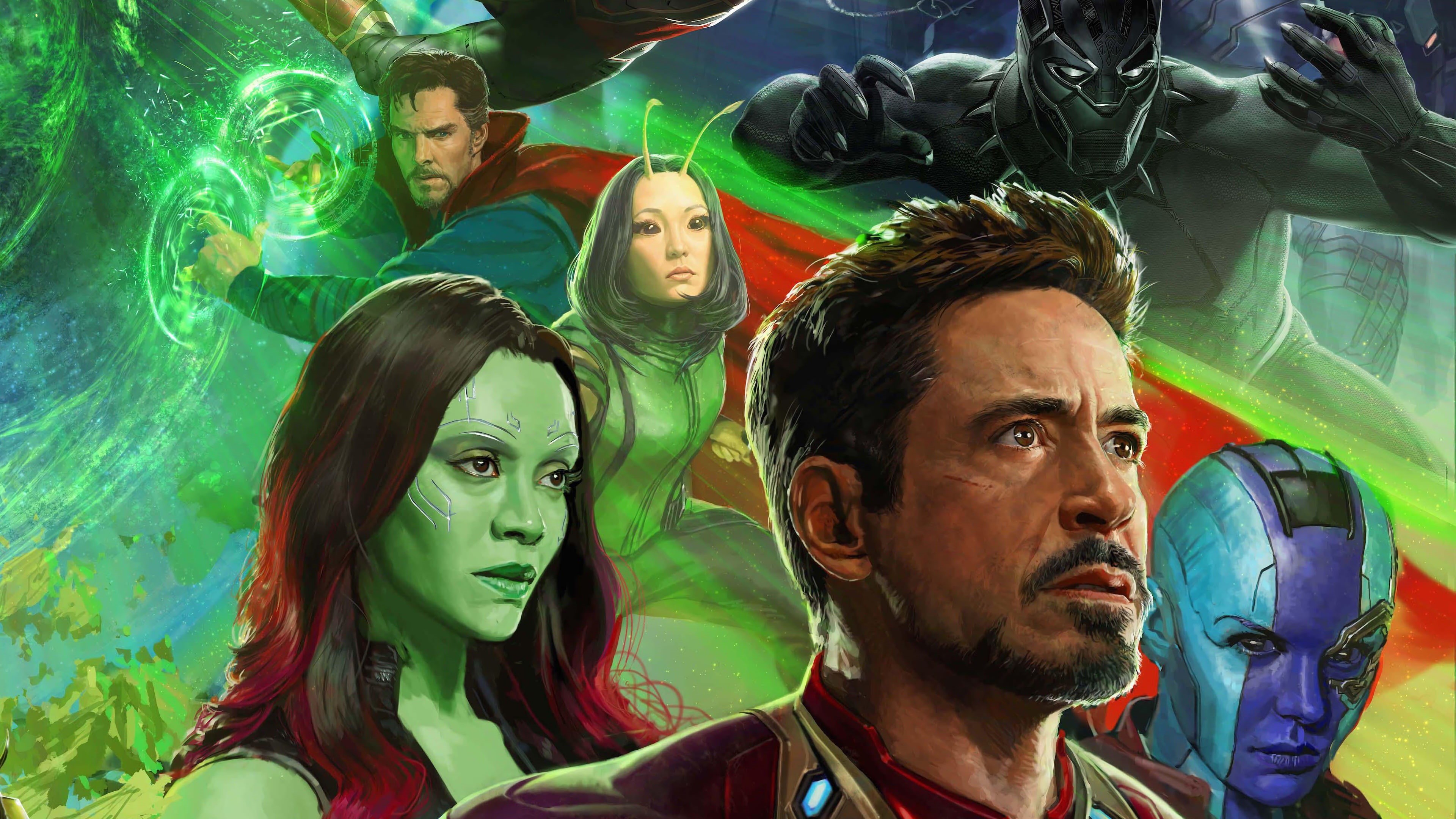 Film, 4K, Movie, You Challa, Marvel, Doctor Strange, Benedict Cumberbatch, T Challa, Chadwick Boseman, Stephen Strange, Actors, Mask, Iron Man, Karen Gillan, HD Wallpaper