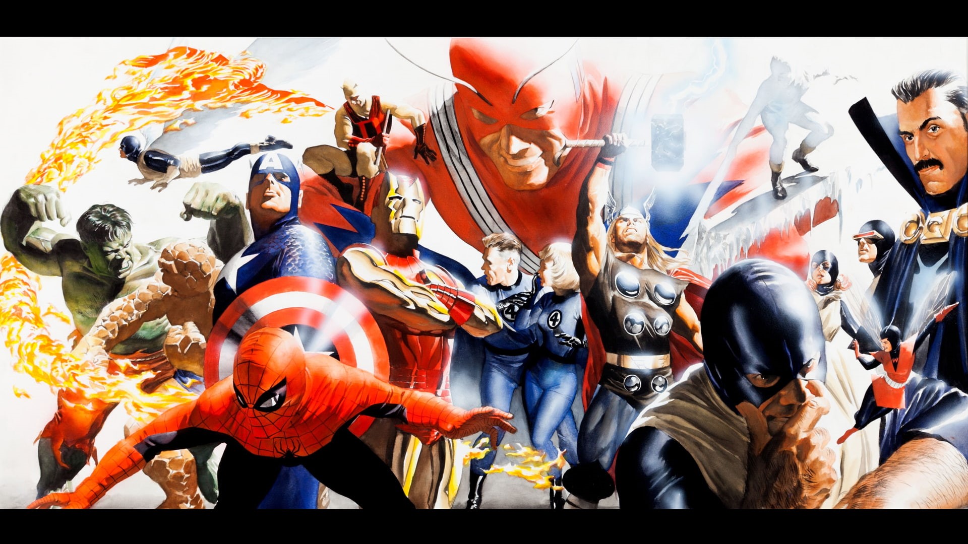 Daredevil, Thor, Susan Storm, Human Torch (Marvel Comics), Cyclops (Marvel Comics), Iceman (Marvel Comics), Johnny Storm, Spider-Man, Ben Gimm, Wasp (Marvel Comics), HD Wallpaper