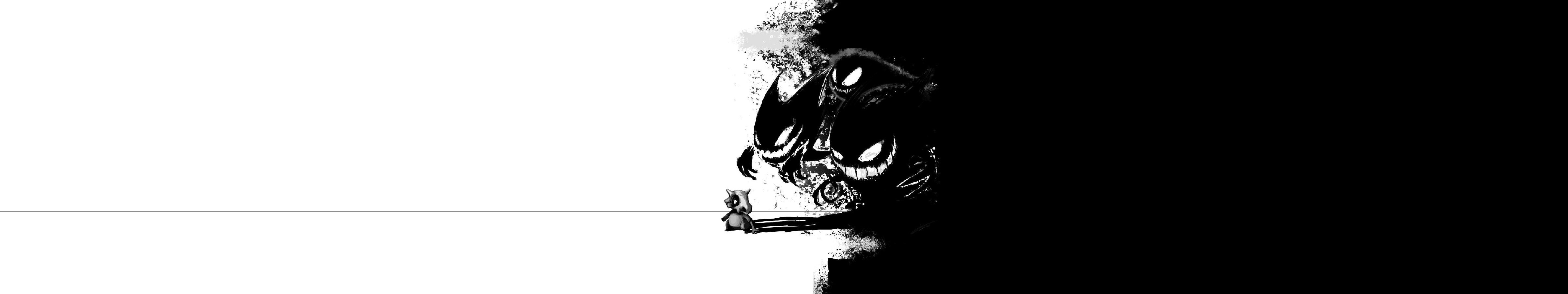 Draw, Dessin, Cauchemard, white, screen, monitor, Blanc, 5K, Laveur, Raton, Nightmare, black, triple, Noir, fear, Peur, Racoon, HD Wallpaper