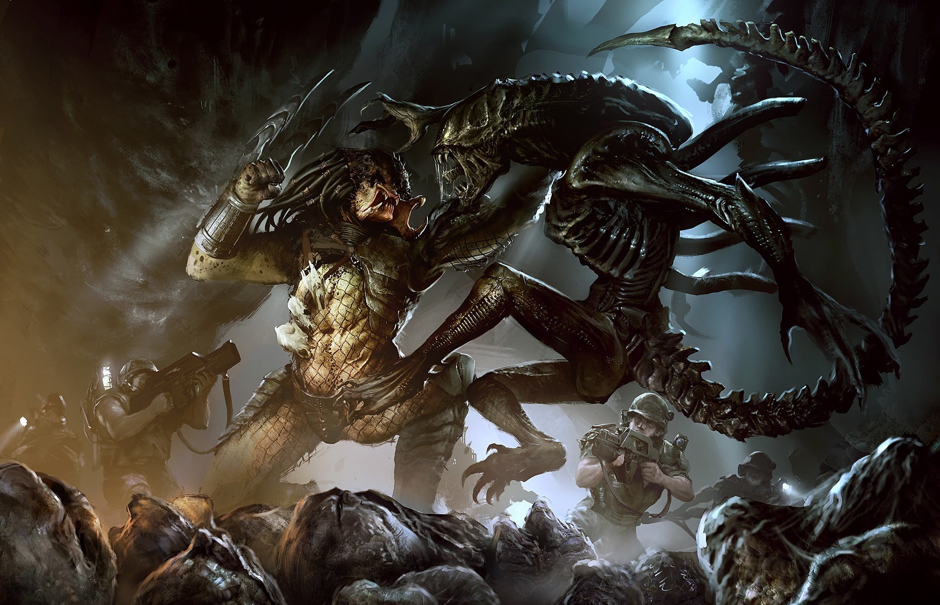 the past, indoors, horror, belief, low angle view, history, art and craft, Xenomorph, human representation, statue, no people, day, religion, male likeness, HD Wallpaper