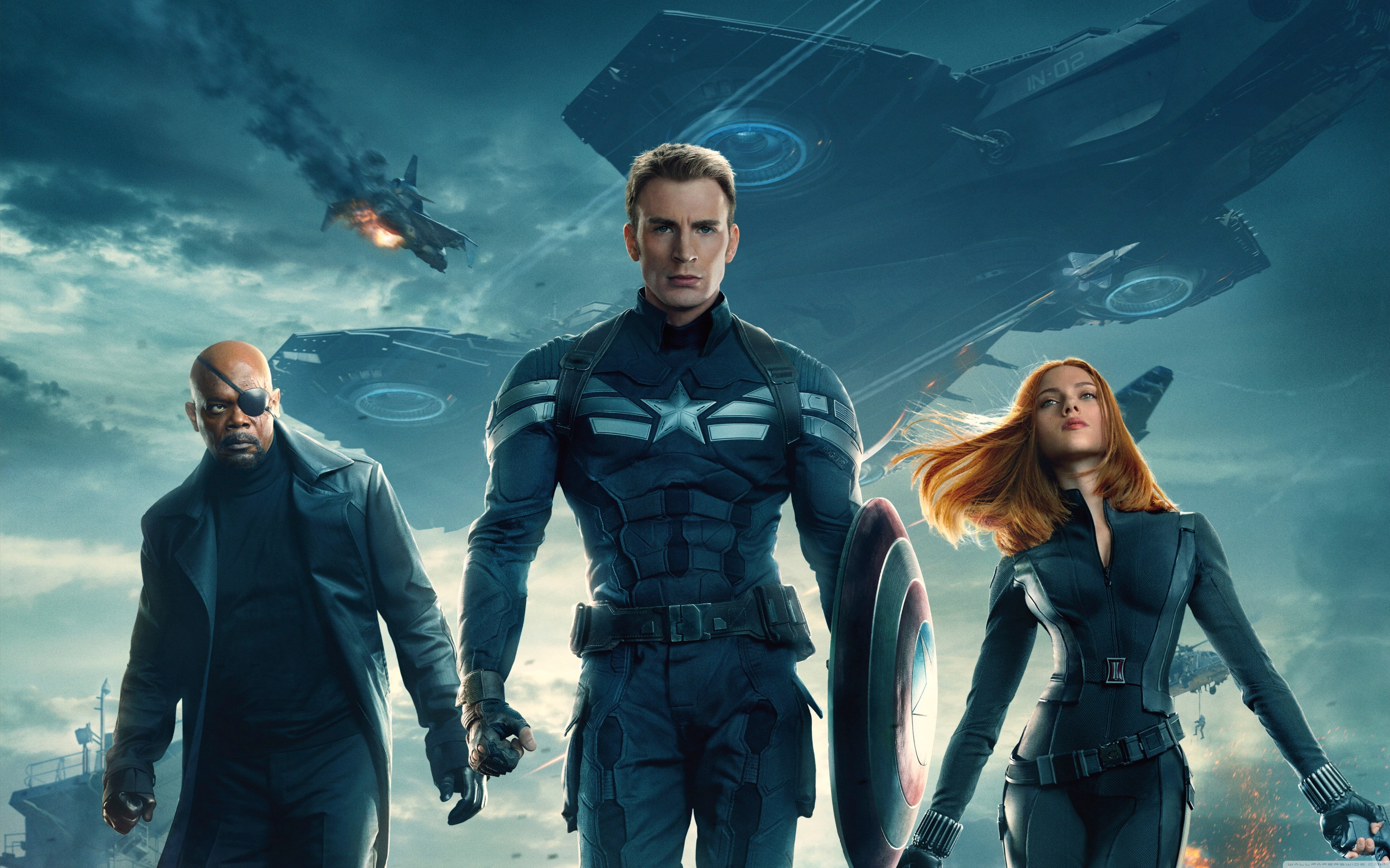 america, young adult, young women, standing, group of people, business person, front view, digital composite, Black Widow, Captain America, 5K, Nick Fury, HD Wallpaper