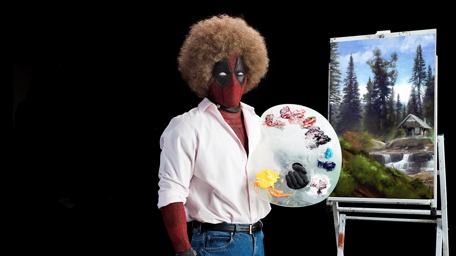 Movie, Deadpool 2, Bob Ross, Painting, Deadpool, Ryan Reynolds, 1080P, HD Wallpaper