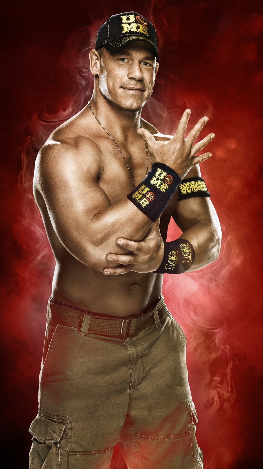 cena, human body part, emotion, sport, shirtless, strength, portrait, studio shot, 2015, red, k, chest, athlete, john cena, john, WWE, macho, one person, Phone HD Wallpaper