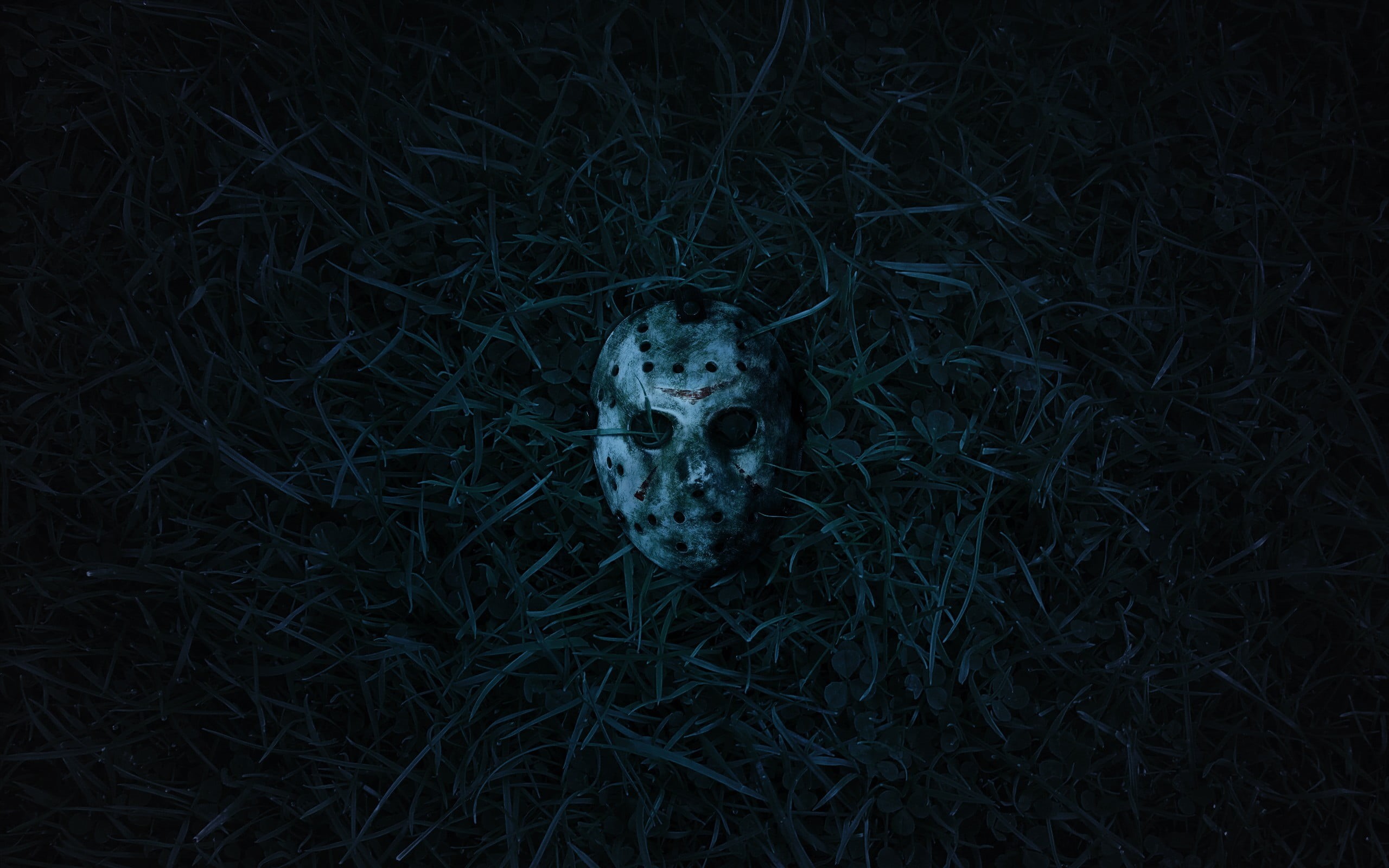skull, no people, 2K, spooky, Jason Voorhees, night, fear, jayson, nature, bone, black background, evil, dark, plant, horror, mask, grass, Friday the 13th, HD Wallpaper