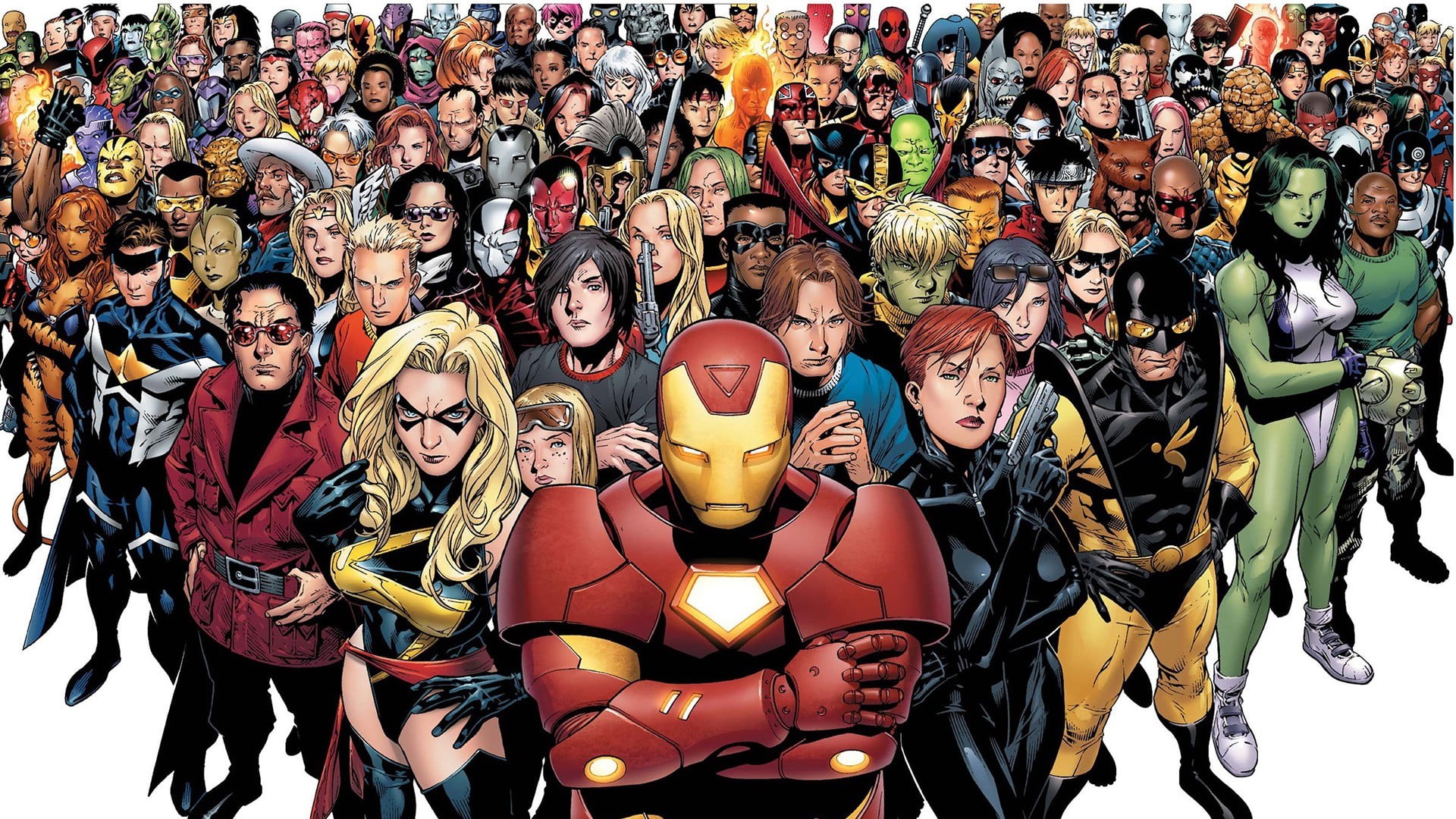 marvel, Civil War (comics), male likeness, Team Iron Man, choice, high angle view, large group of people, art and craft, creativity, group of people, women, HD Wallpaper