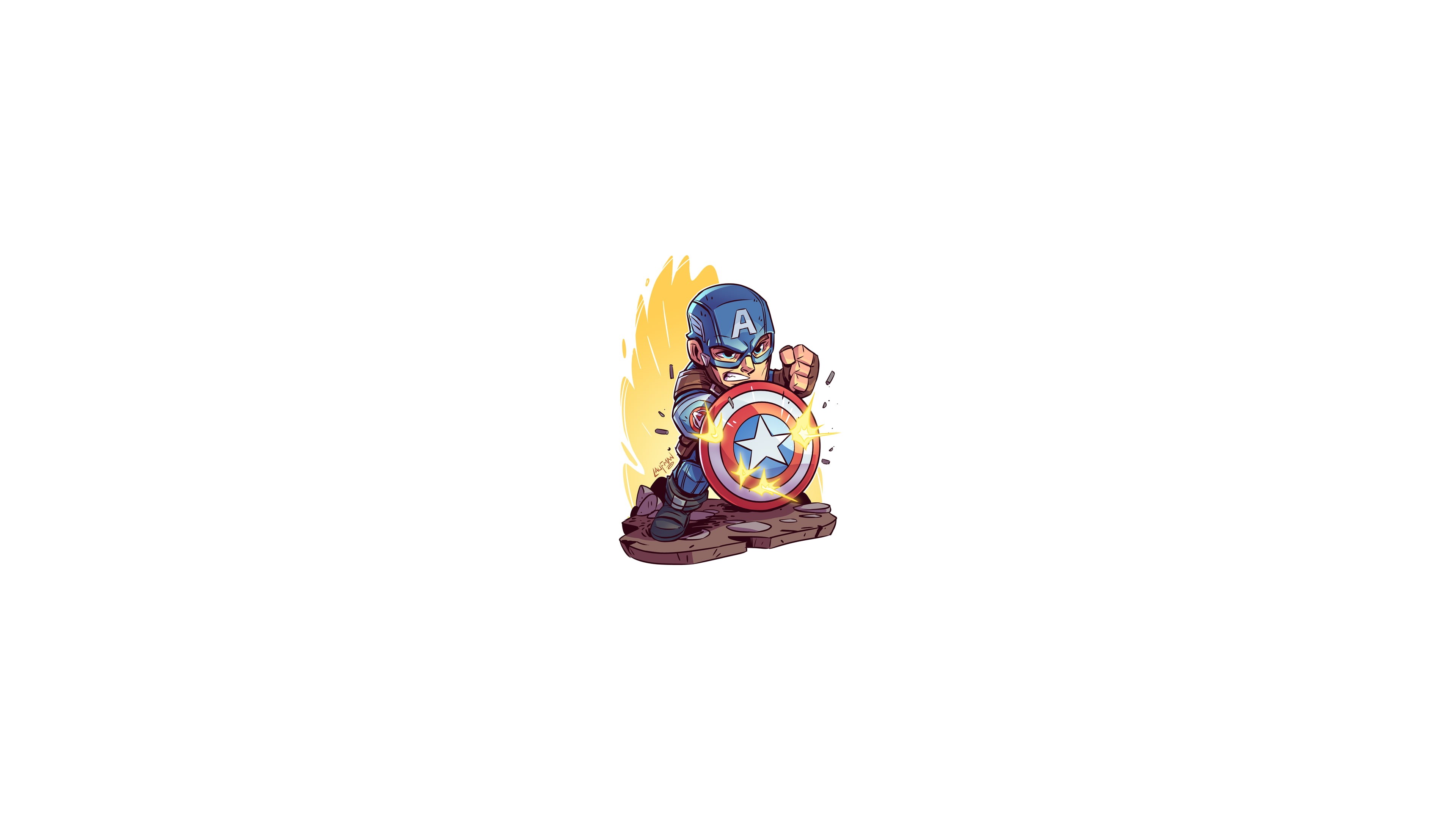Marvel Super Heroes, 4K, Marvel Heroes, chibi, Marvel Comics, minimalism, Captain America, Marvel Cinematic Universe, HD Wallpaper