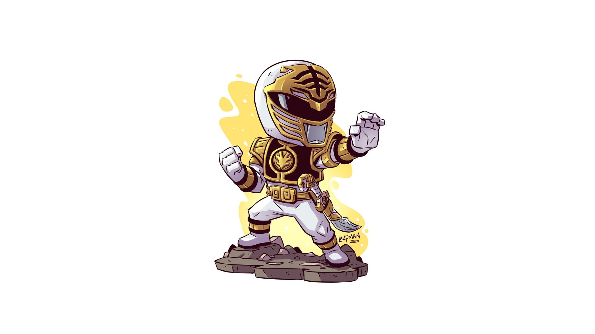1080P, digital art, Power Rangers, simple background, Derek Laufman, artwork, minimalism, white background, HD Wallpaper