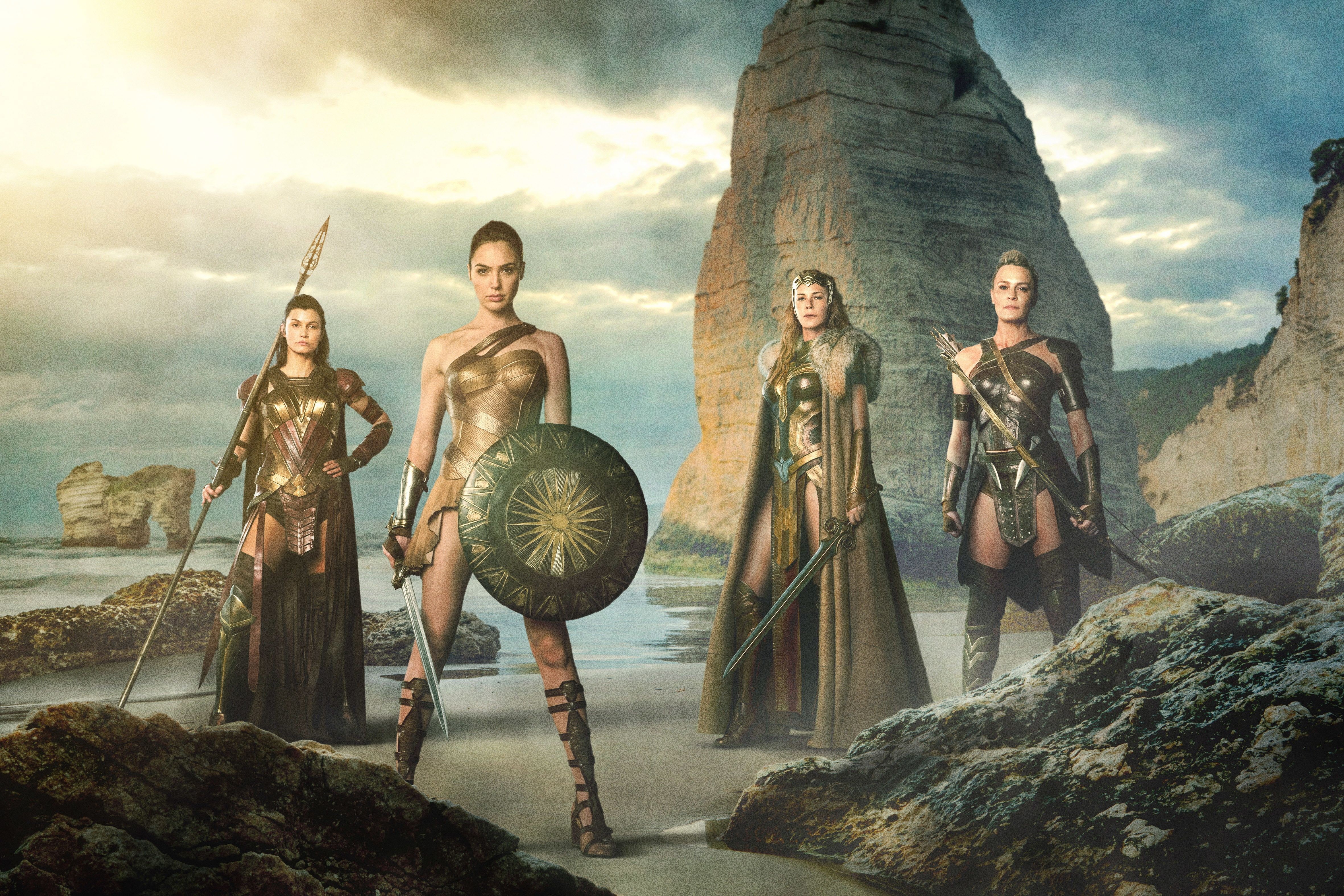 Wonder Woman, Melanippe (Wonder Woman), Robin Wright, Diana Prince, 4K, Connie Nielsen, Gal Gadot, Lisa Loven Kongsli, Movie, General Antiope, Queen Hippolyta, HD Wallpaper