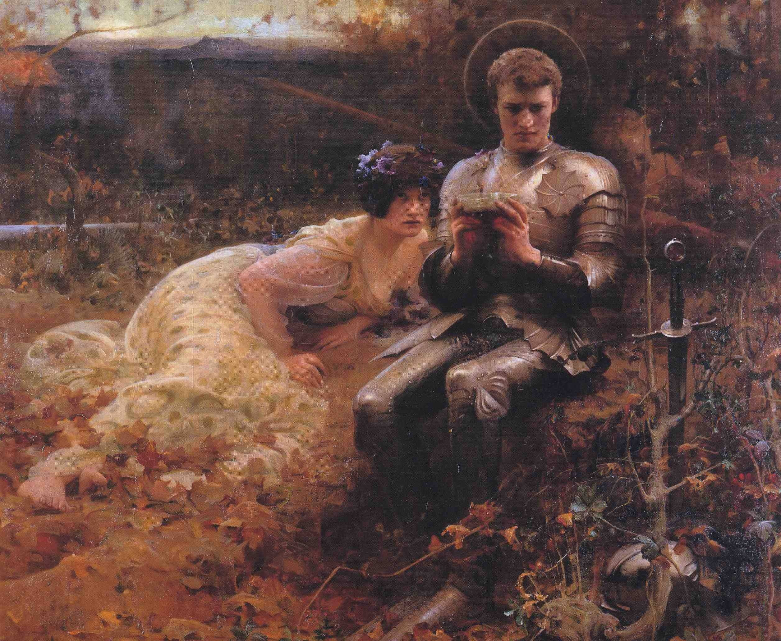 classical art, The Temptation of Percival, 1894 (Year), Europe, Arthur Hacker, 1080P, 1894, painting, HD Wallpaper