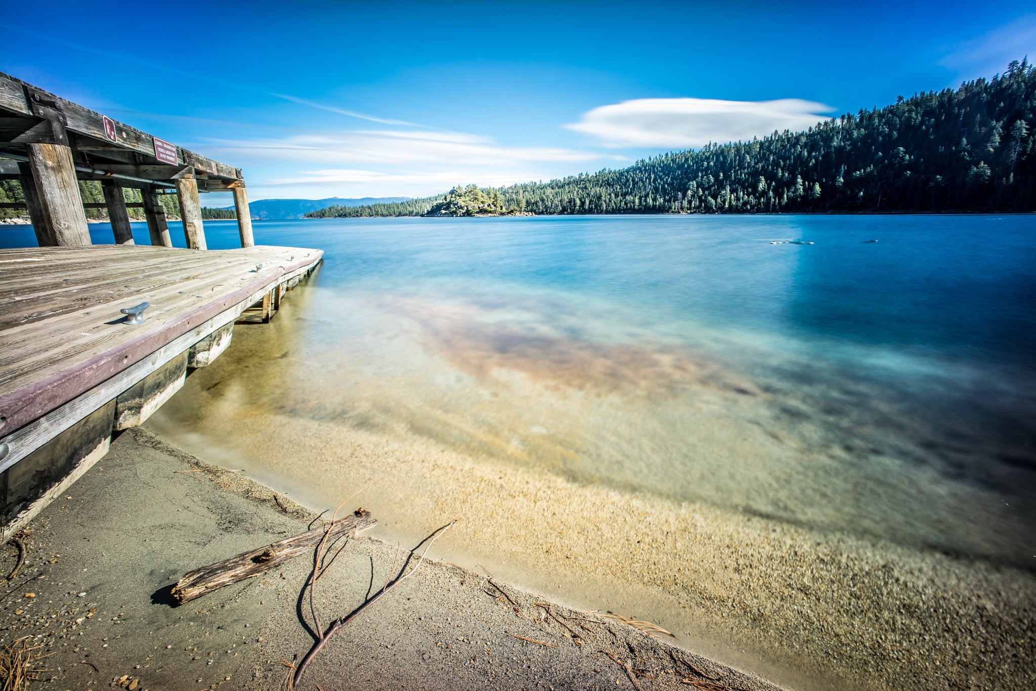landscape, blue, jetty, United States, beach, tree, voigtlander, body of water, ultra wide angle, long exposure, usa, wood - Material, sea, clouds, lake, HD Wallpaper