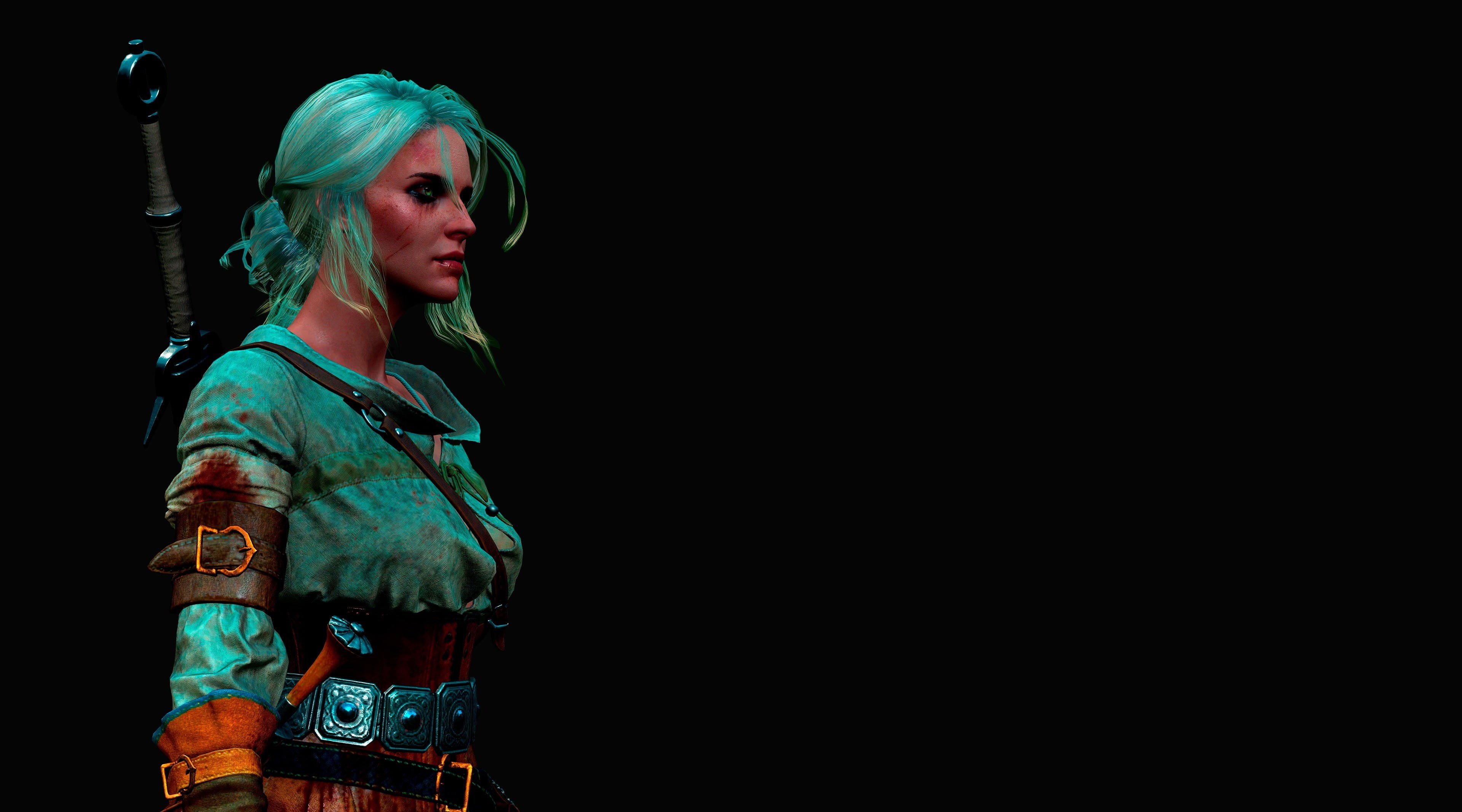 The Witcher, the witcher 3, moonlight, hair, adult, copy space, standing, one person, dyed hair, three quarter length, portrait, confidence, ciri 4k, the witcher 3: wild hunt, HD Wallpaper
