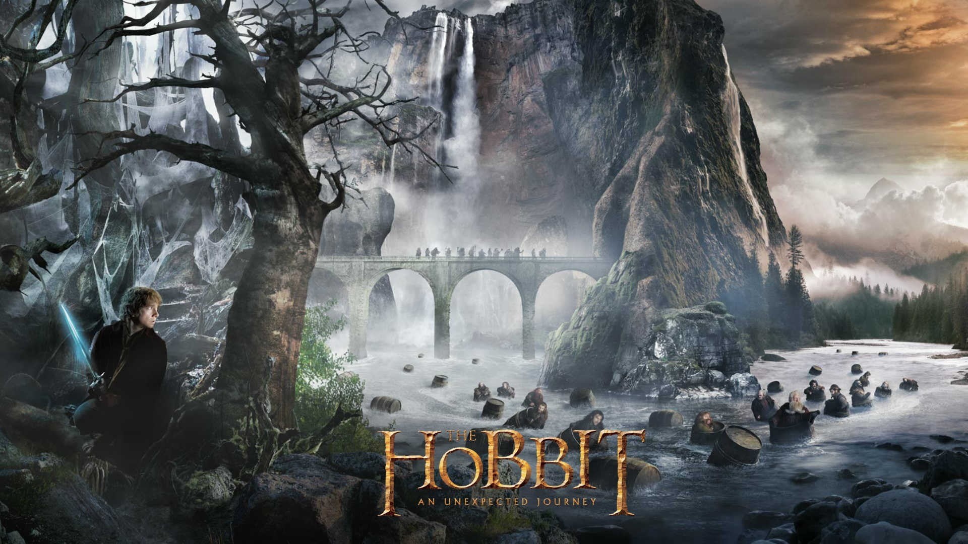 winter, real people, 1080P, motion, day, barrels, women, architecture, bridge, group of people, movies, outdoors, nature, plant, The Hobbit: An Unexpected Journey, HD Wallpaper
