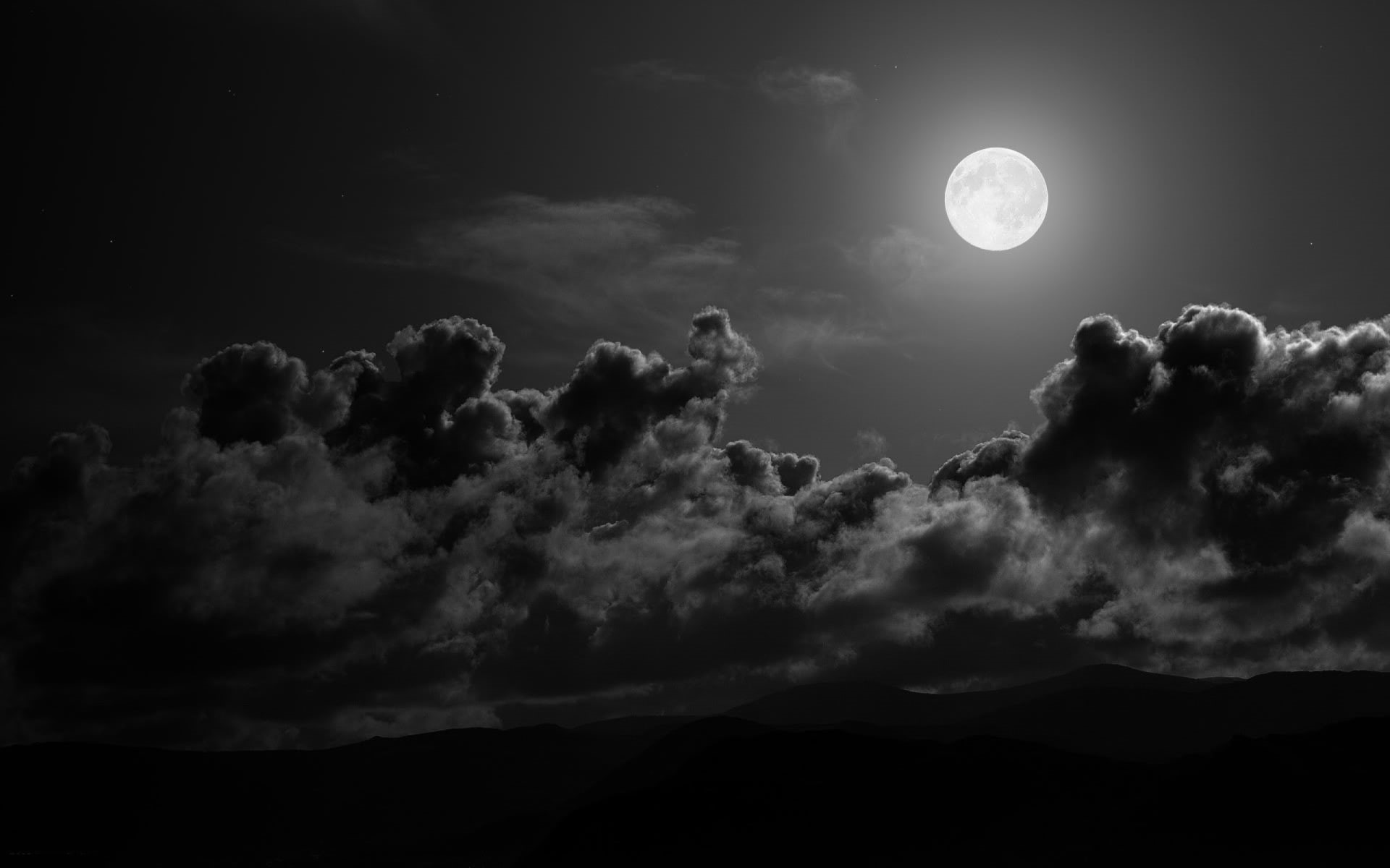 white, full, 1080P, full moon, moon, nature, clouds, moonlight, sky, HD Wallpaper