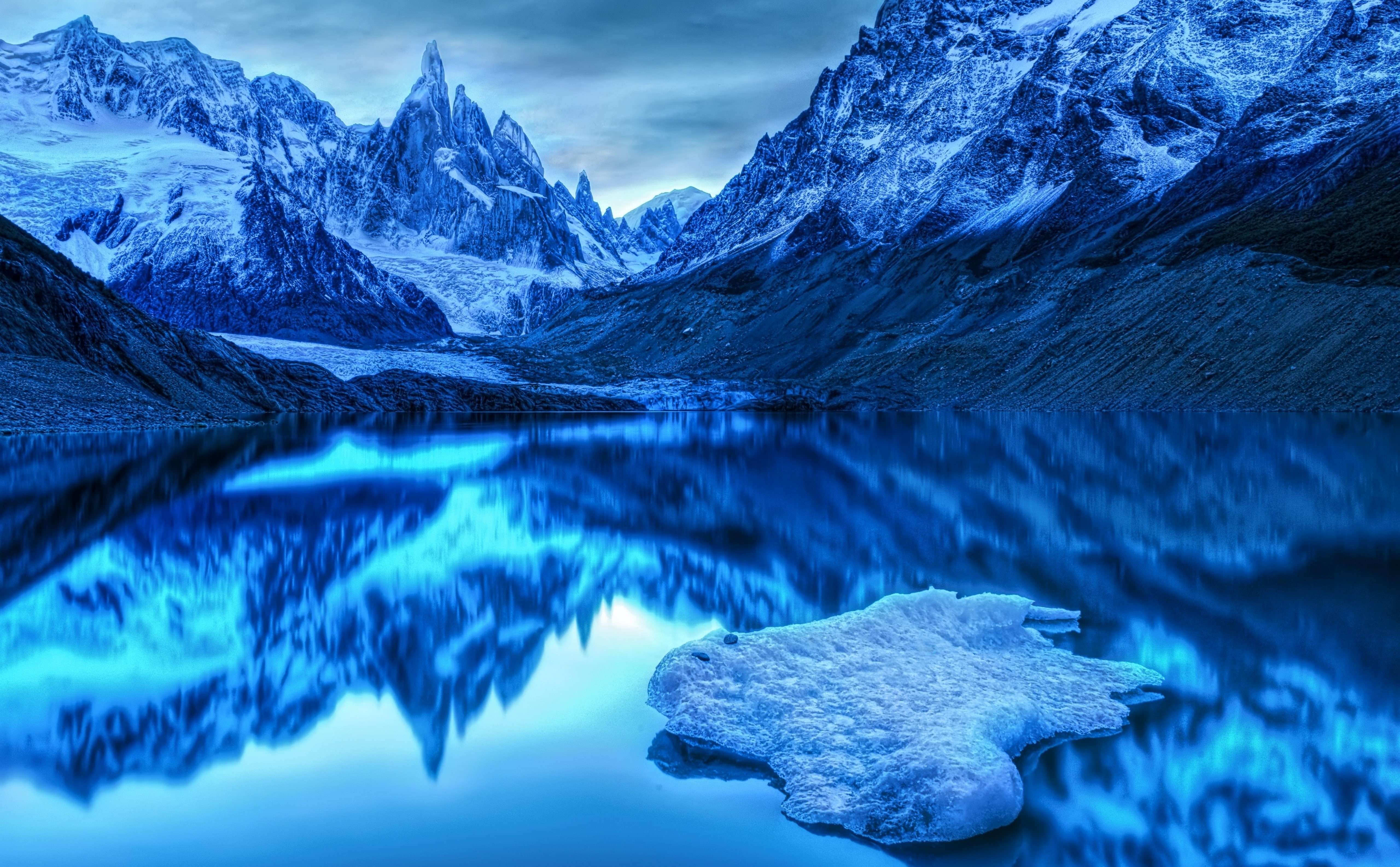 formation, mountain range, landscape, tranquil scene, Lake, tranquility, Nature, ice, outdoors, Blue, beauty in nature, mountain, rock, cold temperature, HD Wallpaper