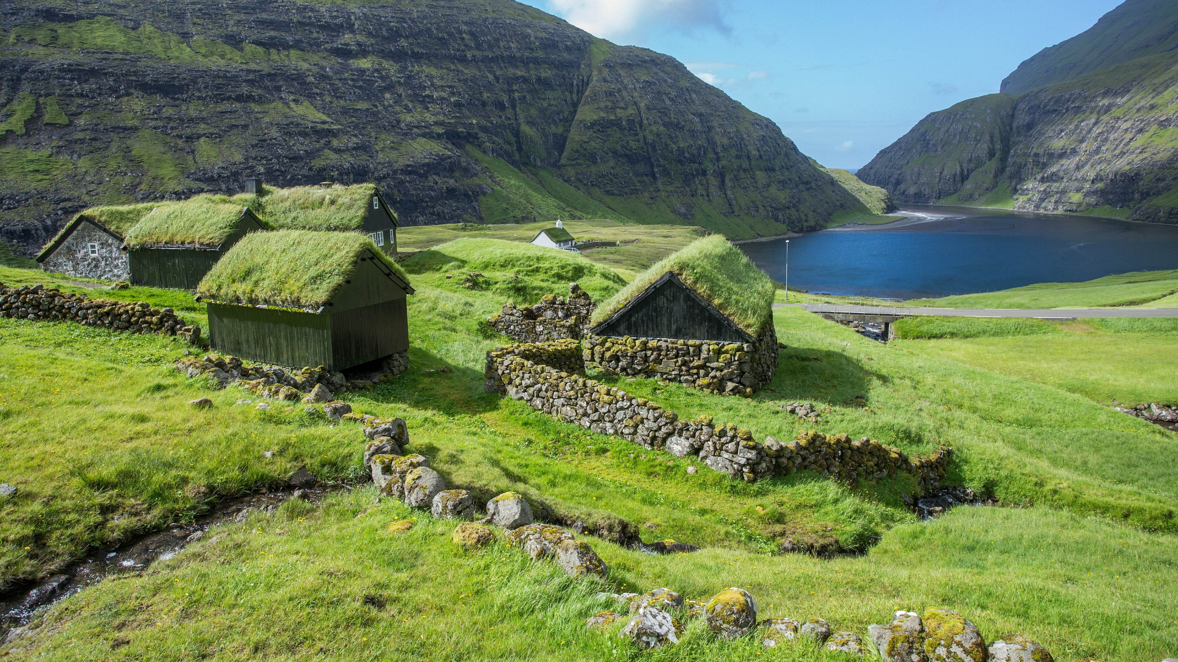 wilderness, rural area, faroe islands, turf houses, house, turf house, saksun, vegetation, 4K, countryside, duvugaroar, farm, hill station, lake, landscape, HD Wallpaper