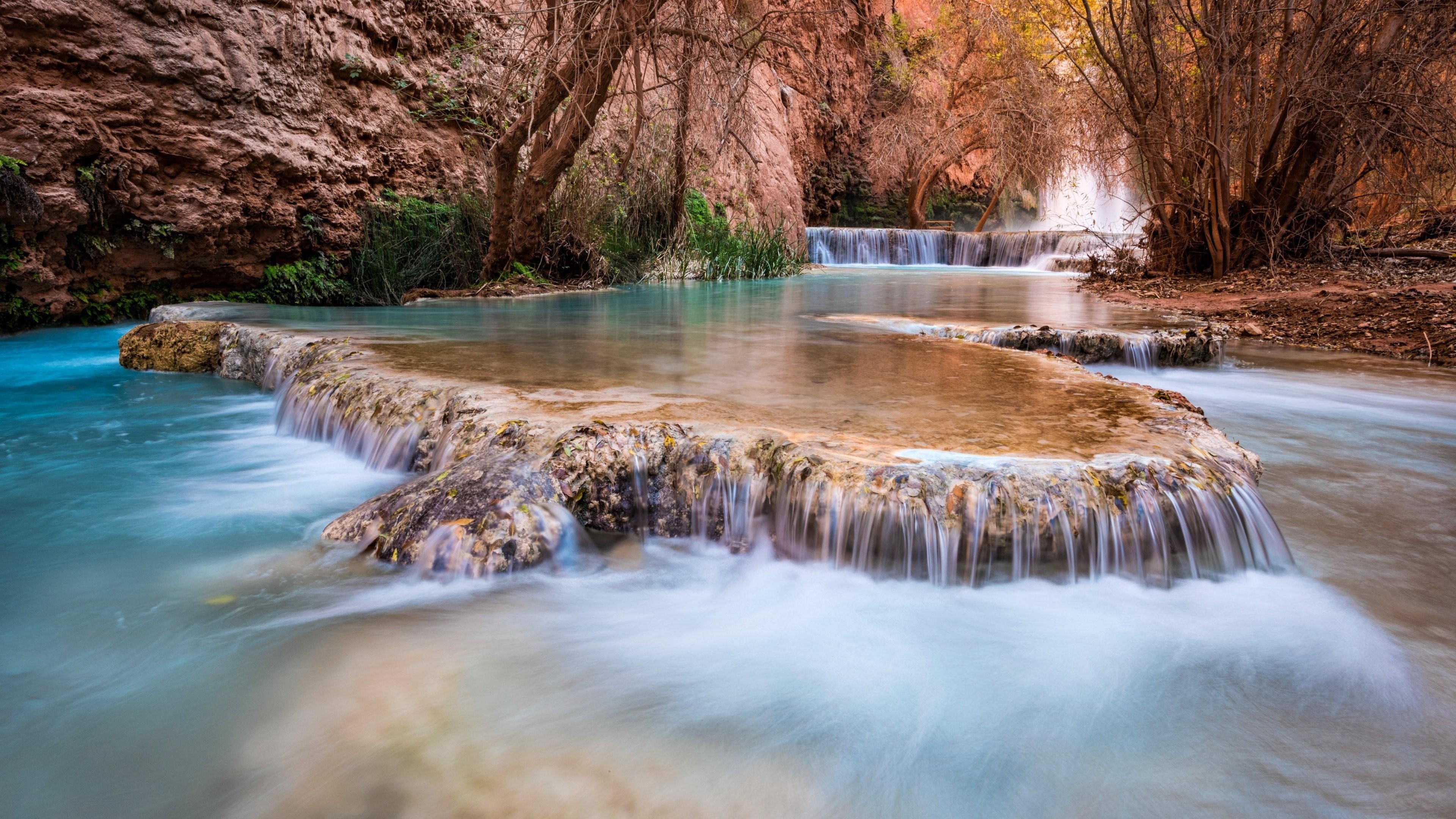 river, arizona, 4K, havasupai falls, landscape, grand canyon national park, cayon, water, nature, usa, stream, havasupa, waterfall, national park, creek, HD Wallpaper