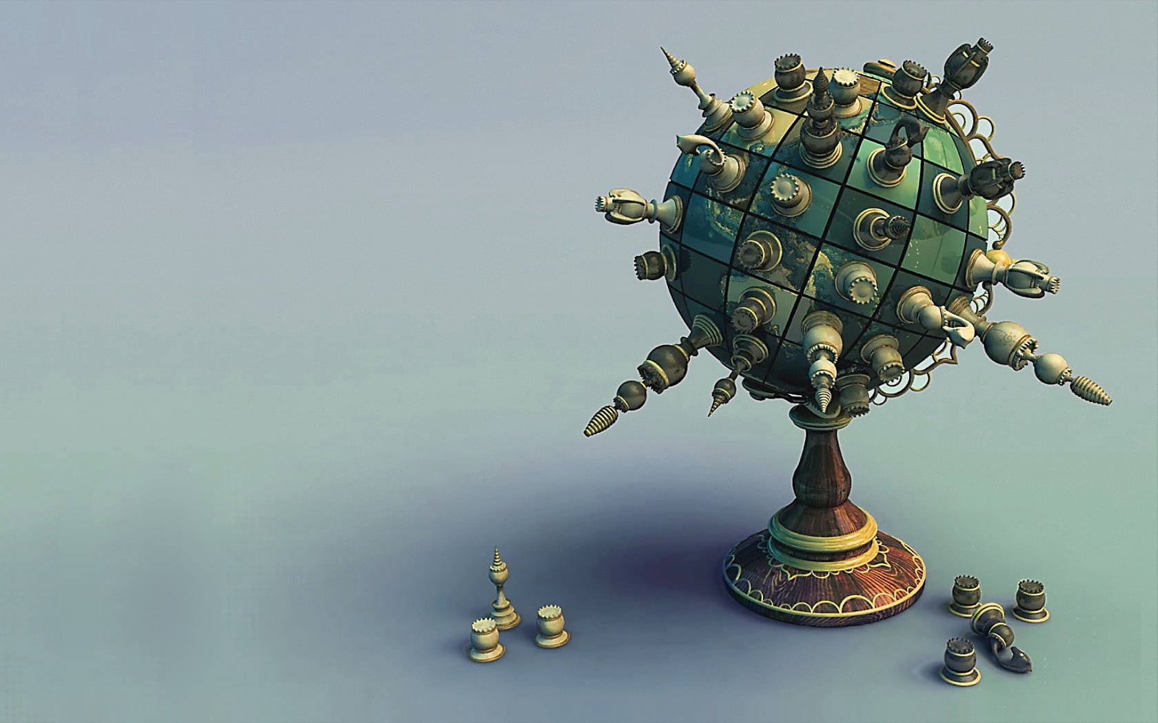 creativity, studio shot, technology, architecture, futuristic, copy space, art and craft, metal, sphere, chess, success, 720P, currency, digital composite, HD Wallpaper