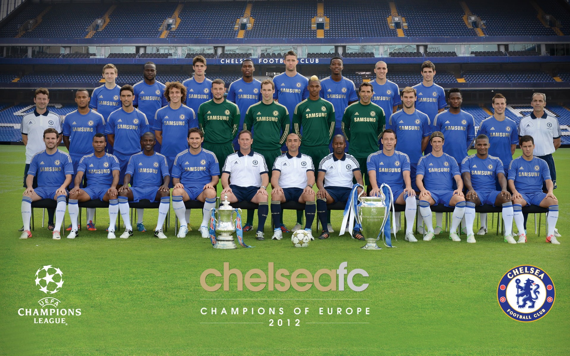 champions, large group of people, chelseafc, day, the composition of 2012/2013, competition, Chelsea, coach, sports uniform, sports team, real people, lawn, HD Wallpaper