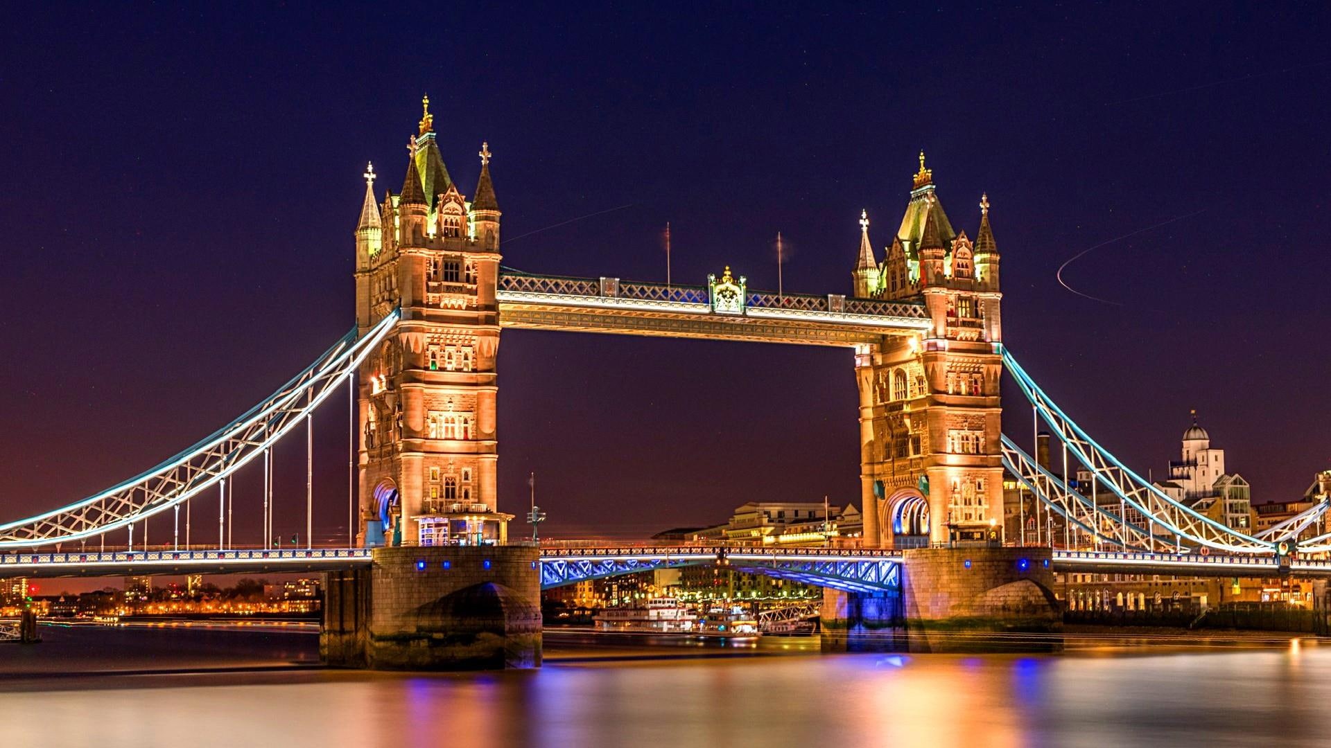 bridge, europe, london, night, tower bridge, england, 1080P, HD Wallpaper