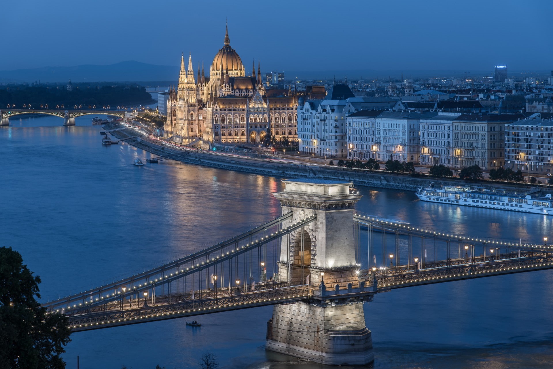 cityscape, Budapest, Chain Bridge, Hungarian Parliament Building, 1080P, HD Wallpaper