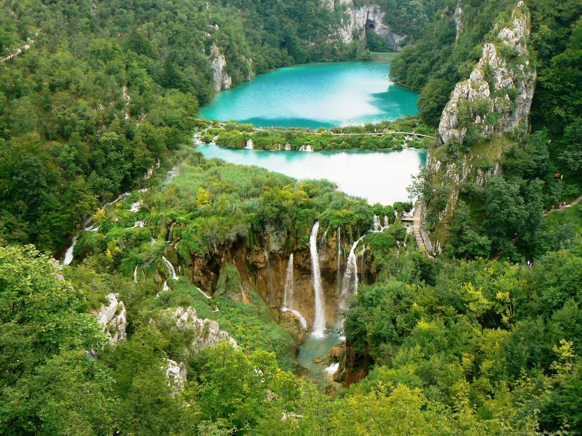 Forest, rock - Object, famous Place, growth, tranquility, aerial, travel, green, Croatia, idyllic, Waterfalls, non-urban scene, outdoors, flowing, beauty In Nature, HD Wallpaper