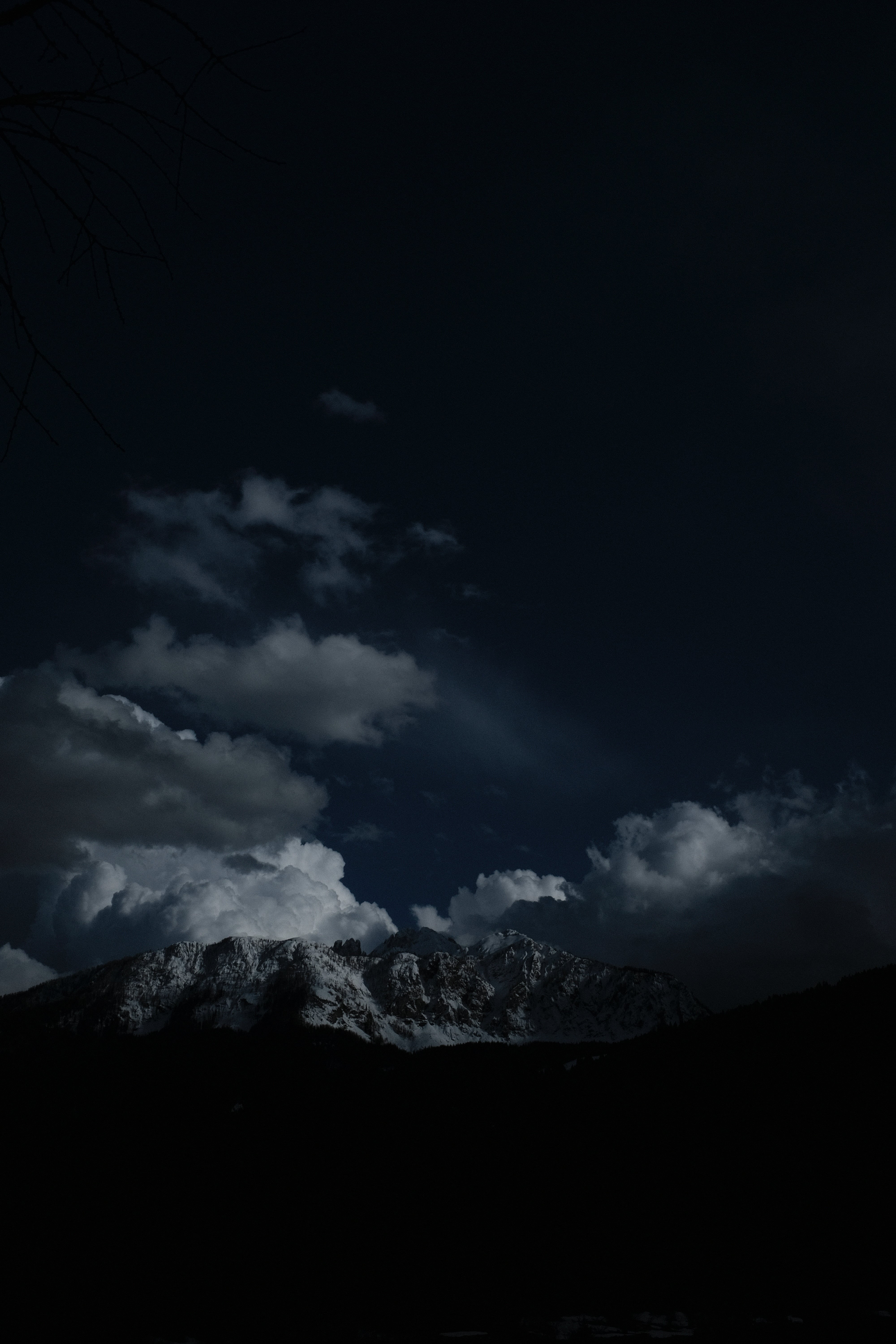 tranquility, rock - Object, no People, 5K, sky, snow, clouds, nature, storm Cloud, mountains, thunderstorm, ominous, peaks, weather, environment, power in nature, Phone HD Wallpaper