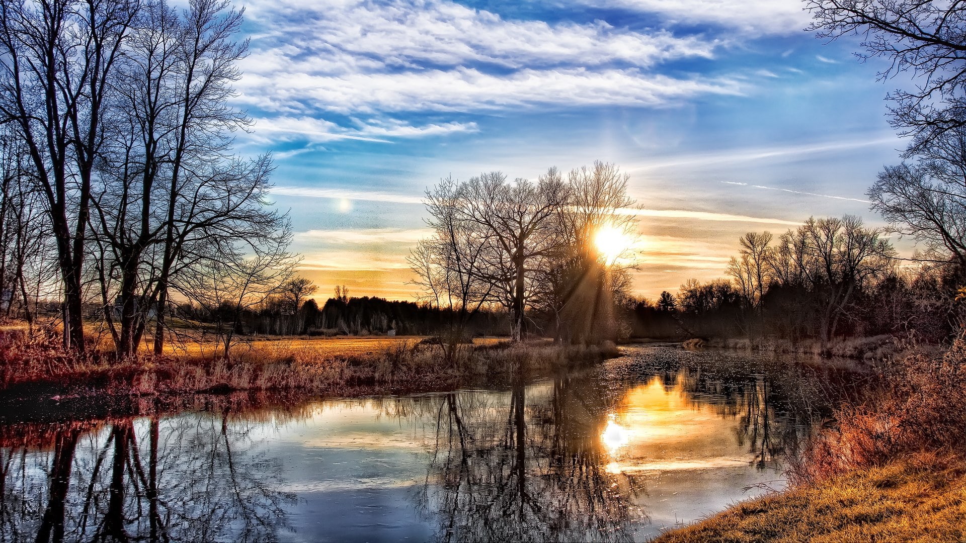 scenics - nature, water, cloud - sky, tranquility, waterfront, non-urban scene, 1080P, nature, reflection lake, beauty in nature, idyllic, hd image of nature for pc 1920x1080, HD Wallpaper