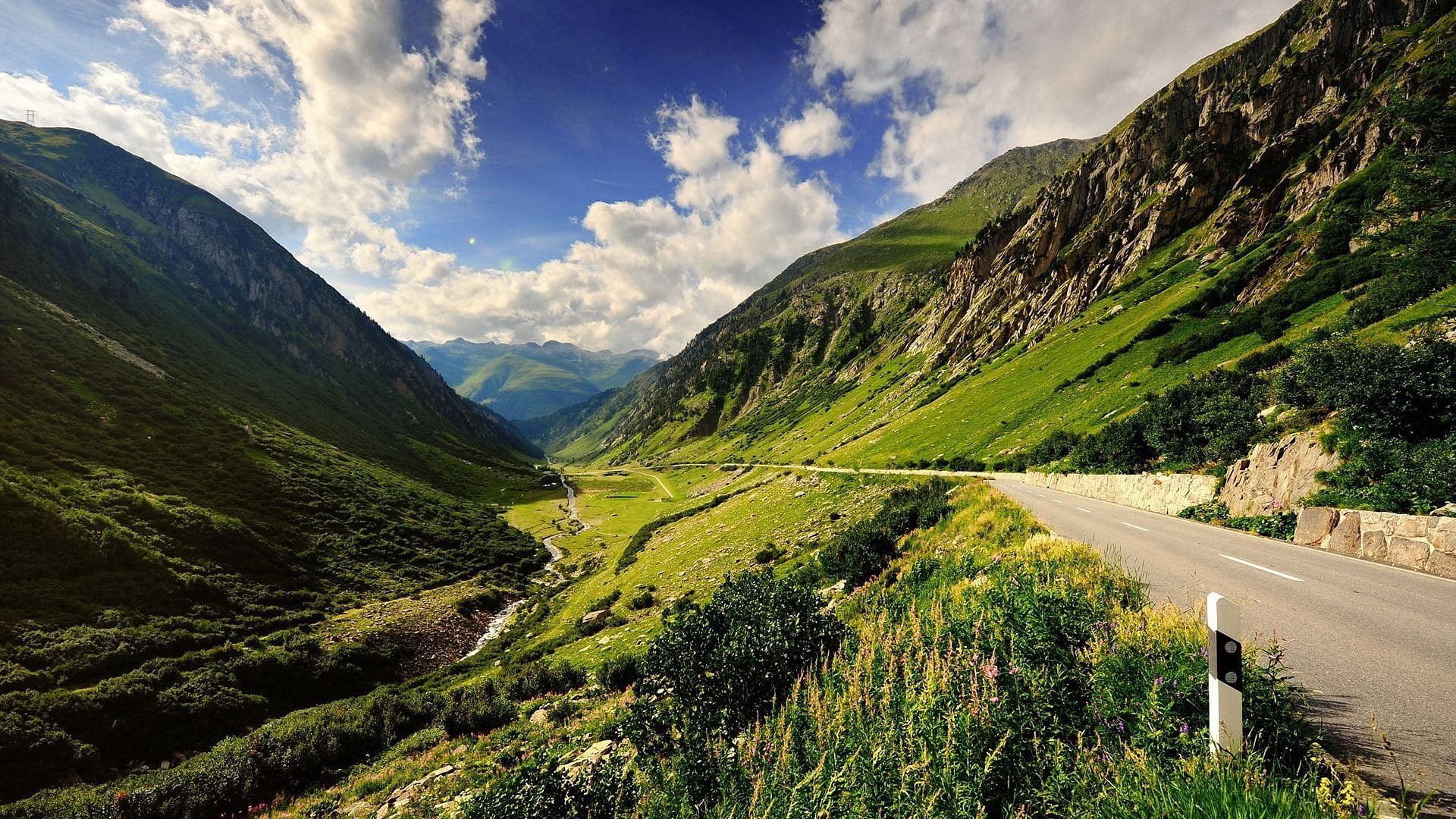 tree, no people, cloud - sky, beauty in nature, green color, mountain road, transportation, plant, landscape, sky, tranquility, non-urban scene, nature, HD Wallpaper