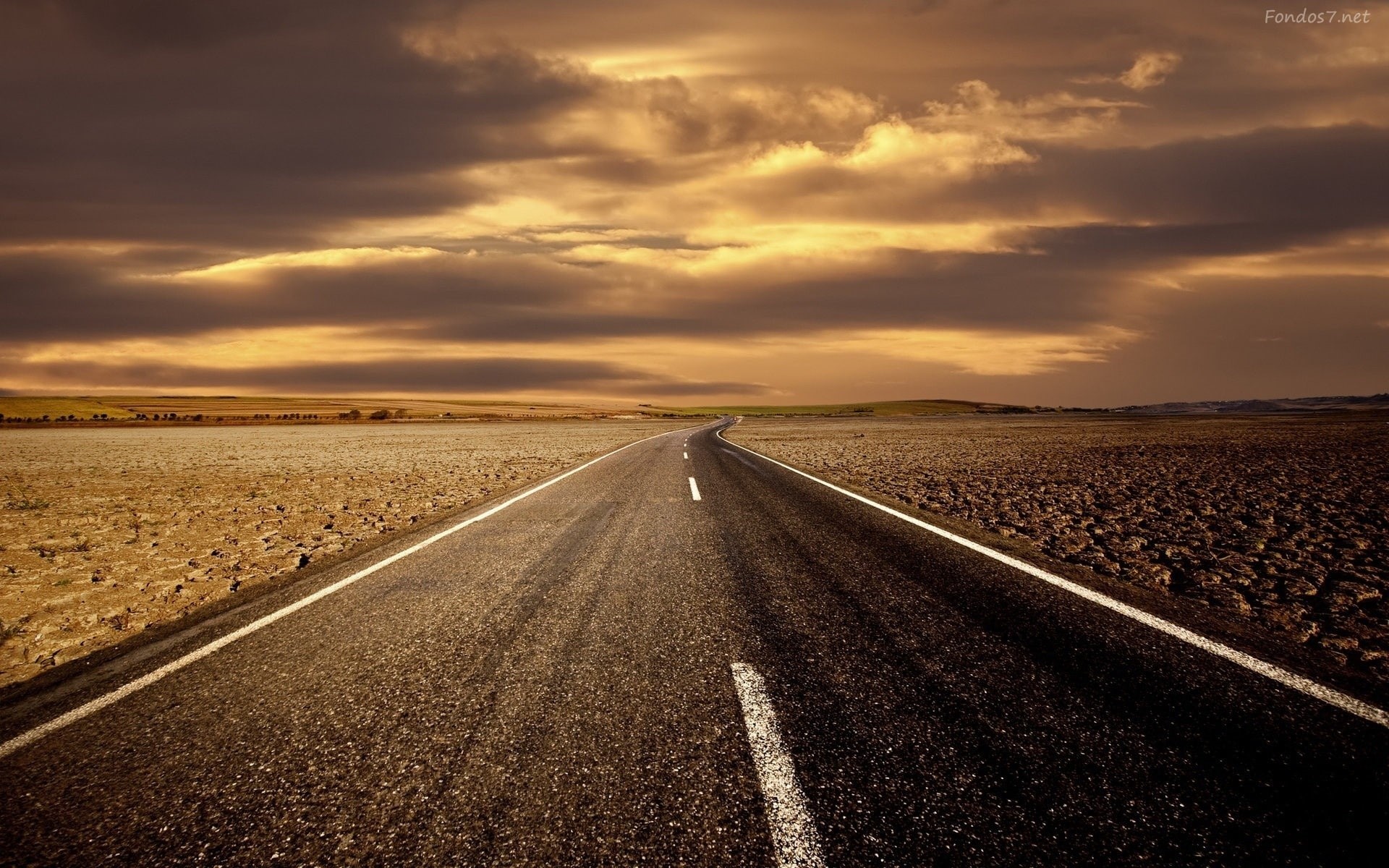 1080P, carretera, nubes, HD Wallpaper