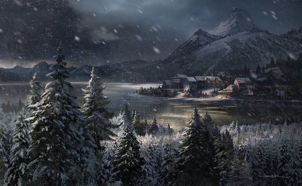 beauty in nature, snow, plant, cloud - sky, 720P, environment, apocalyptic, coniferous tree, cold temperature, tranquility, scenics - nature, winter, outdoors, HD Wallpaper