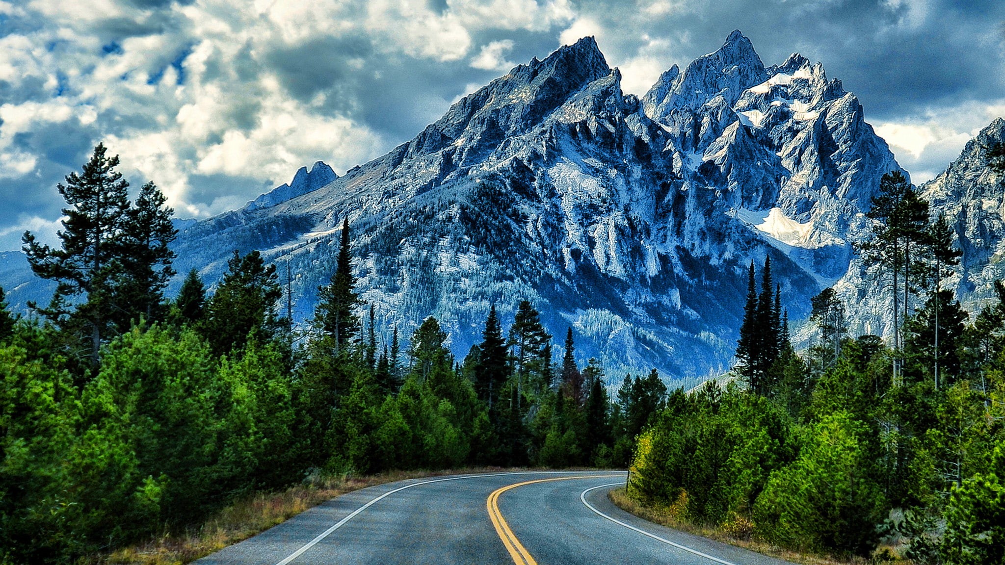 snowy, wyoming, landscape, hd, grand, road, park, teton, northwestern, national, 1080P, mountain, HD Wallpaper
