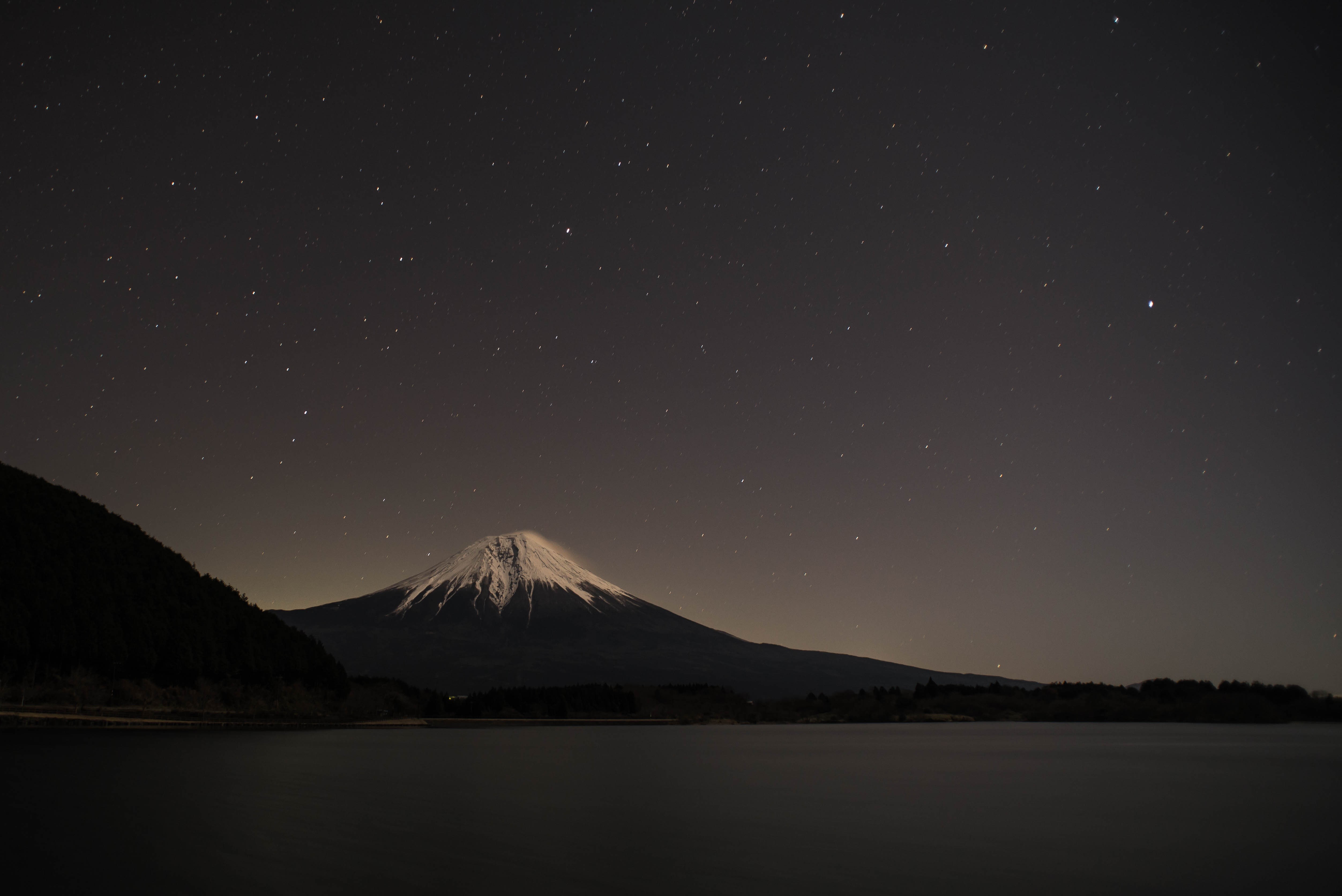 landscape, beauty in nature, long exposure, space and astronomy, tranquil scene, night, photography, galaxy, mountain peak, mt Fuji, nature, tranquility, HD Wallpaper