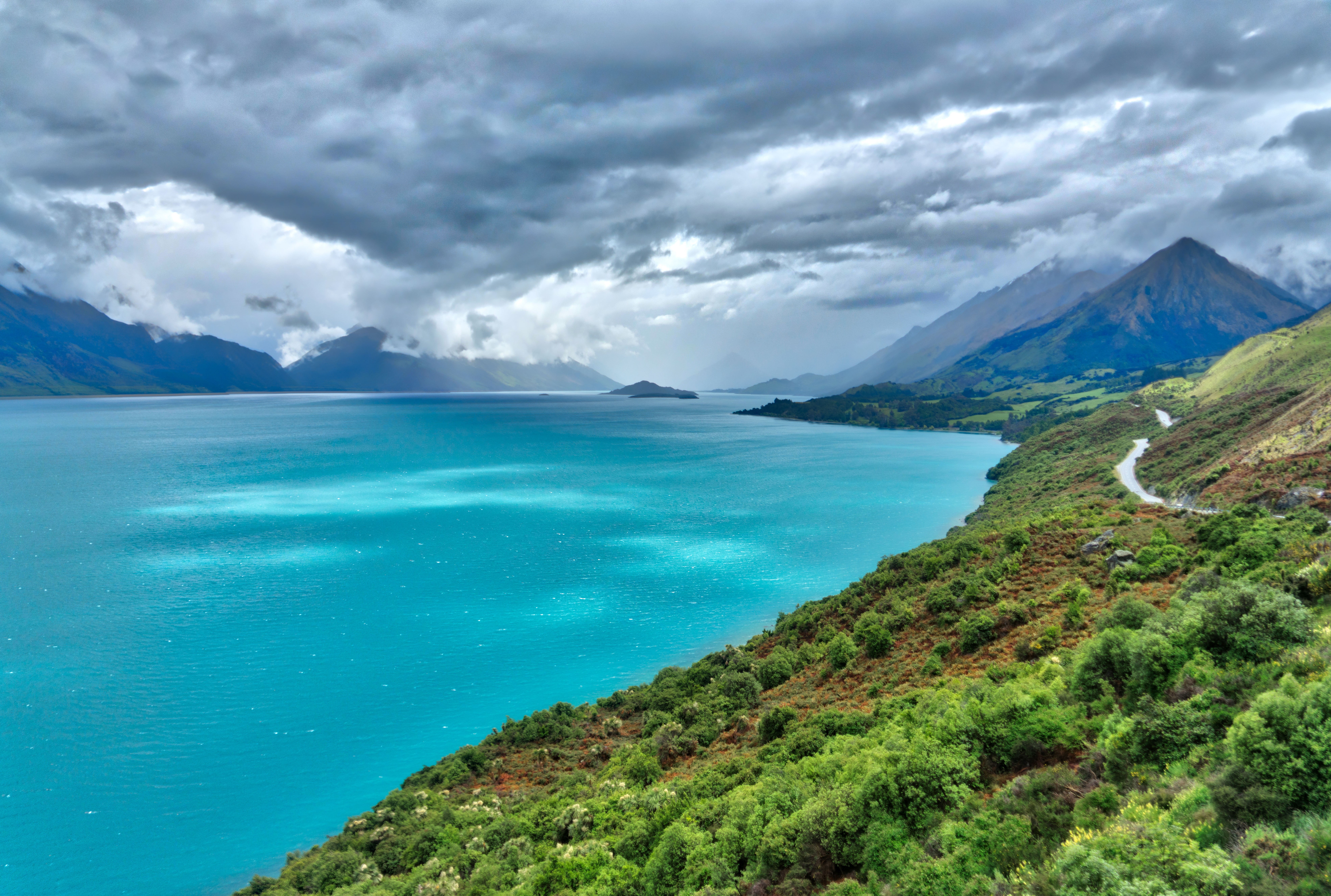 lake, photography, stratus clouds, Outdoors, Time, Clouds, Horizontal, Water, Green  Yellow, Travel, body of water, South Island, Purple, Sharp, Mirror  Lake, HD Wallpaper