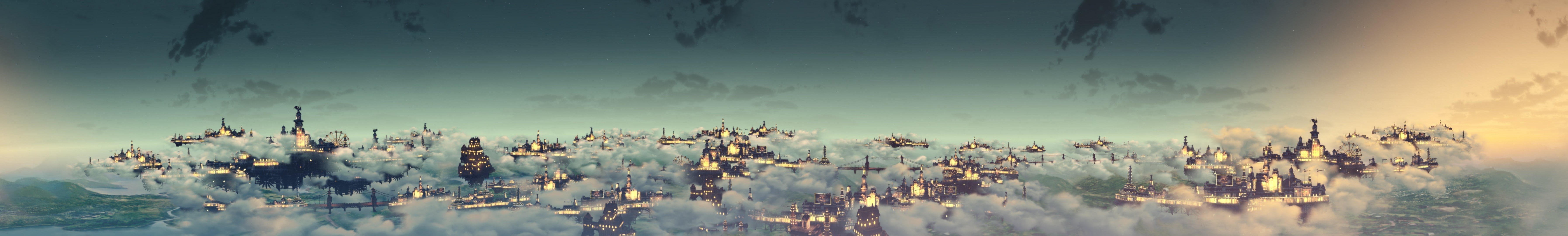sky, town, nature, artwork, tranquil scene, reed - grass family, landscape, city, no people, plant, panoramas, illustration, panoramic, tranquility, tree, HD Wallpaper